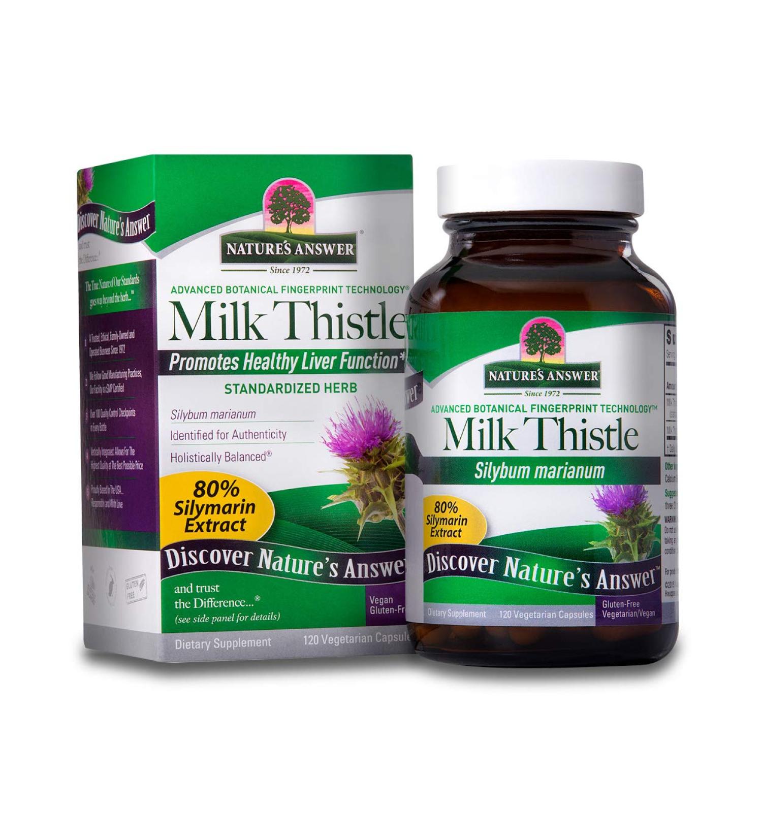 Nature's Answer Milk Thistle 120 Capsules - Maximum Strength Silymarin for Healthy Liver Support & Digestive Relief - Buy Online on GoSupps.com