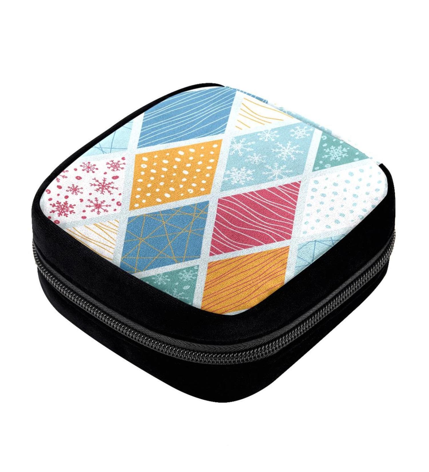 GIAPB Period Bag | Sanitary Napkin Storage & Makeup Pouch | Colorful Plaid Design - Buy Online on GoSupps.com