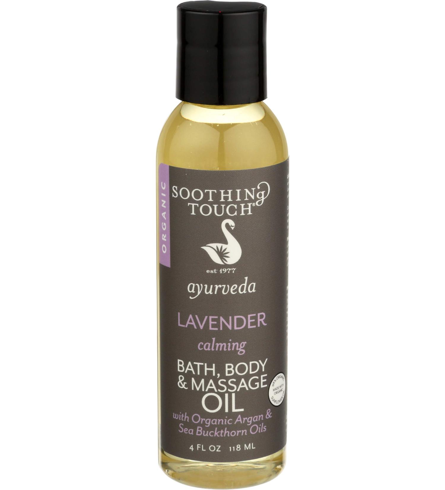 Organic Lavender Massage Oil - Soothing Touch Ayurveda, 4 Oz | Calming Bath & Body Oil - Buy Online on GoSupps.com