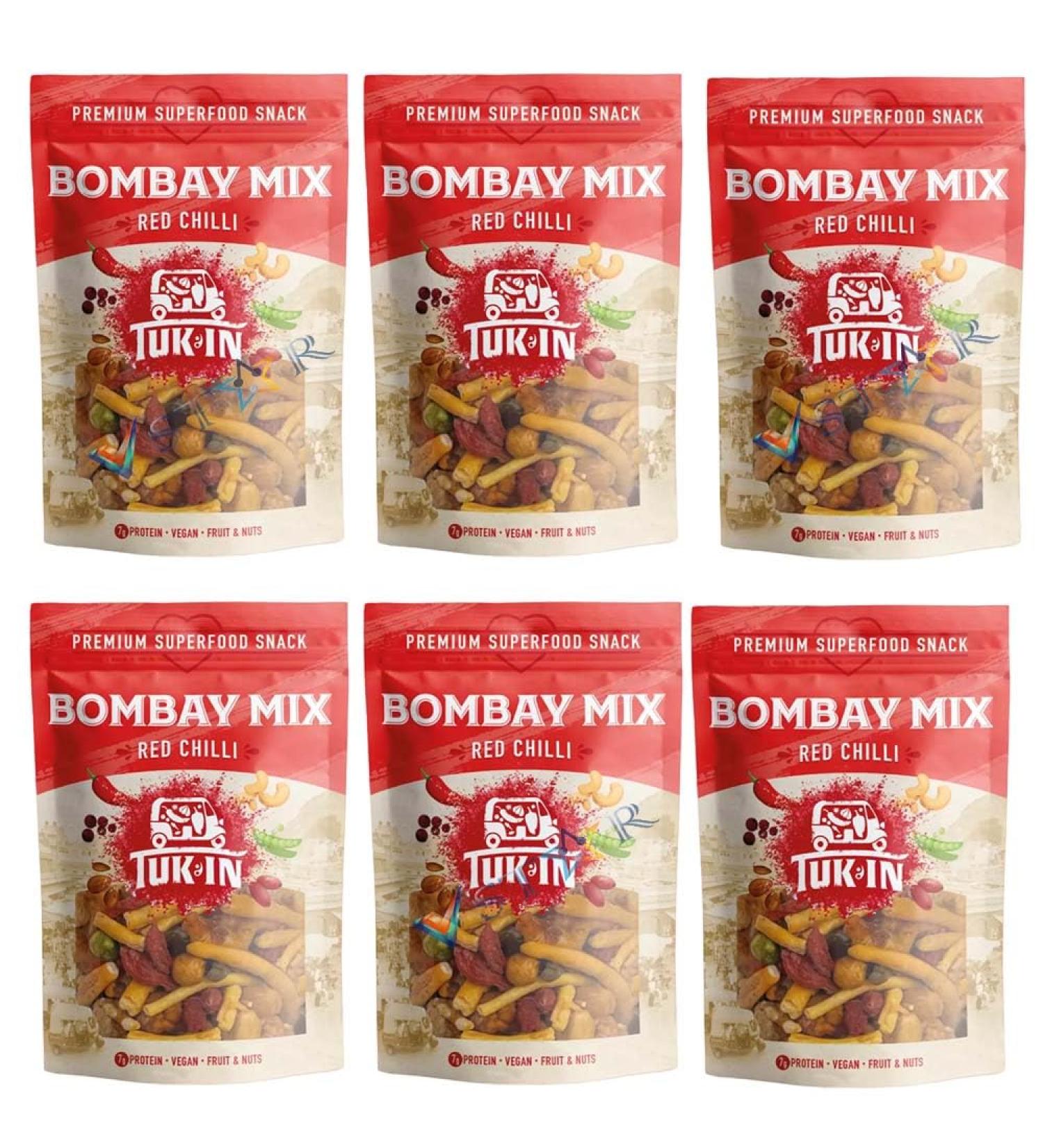 Tuk In Red Chilli Lime Pickle & Mango Chutney Bombay Trail Healthy Snack Mix Pack 40g (Pack of 6 Red Chilli Bombay Trail Mix) Red Chilli Bombay Trail Mix 40 g (Pack of 1)