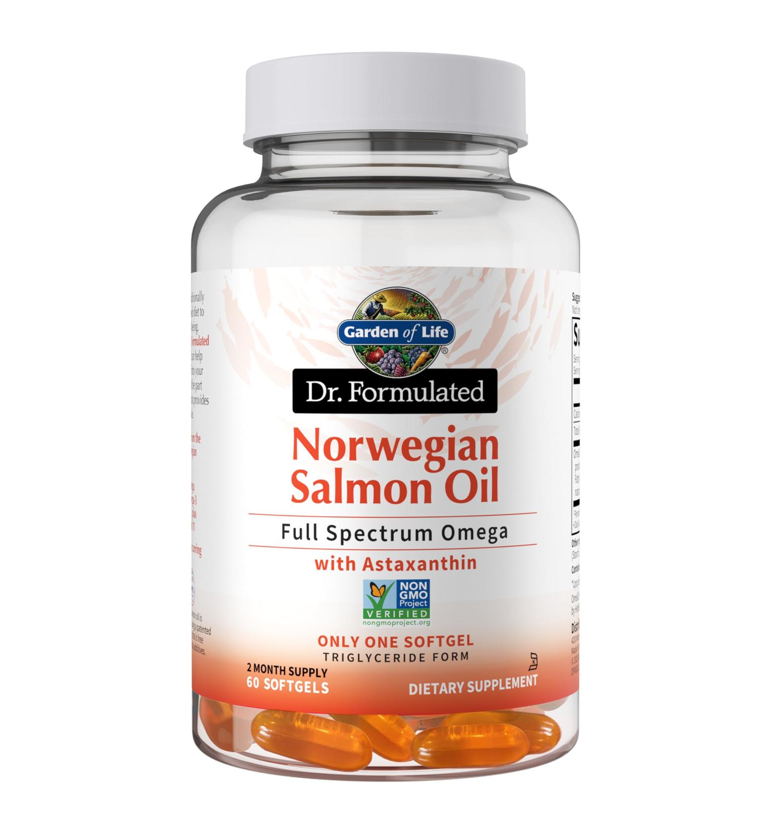 Garden of Life Dr. Formulated Norwegian Salmon Oil - Dietary Supplement - Full Spectrum Omega-3 EPA, DHA, DPA - Fish Oil from Norwegian Fjords - for Heart Health - 60 Softgels - Buy Online on GoSupps.com