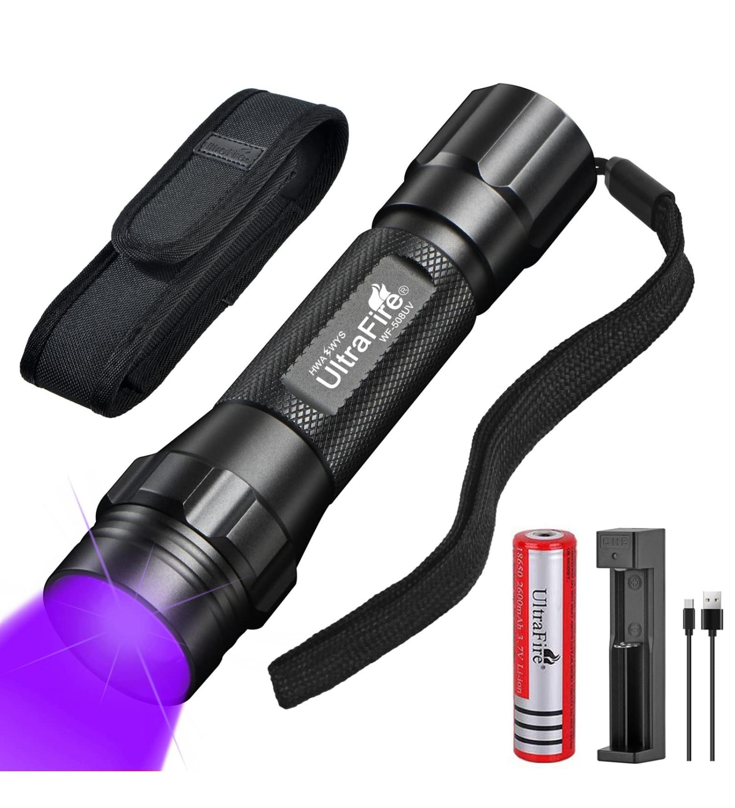 ULTRAFIRE UV Torch 395-405nm Blacklight Ultraviolet Light Single Mode Zoomable UV Flashlight for Pet Stains Urine Resin Curing Currency Scorpion - Buy Online on GoSupps.com