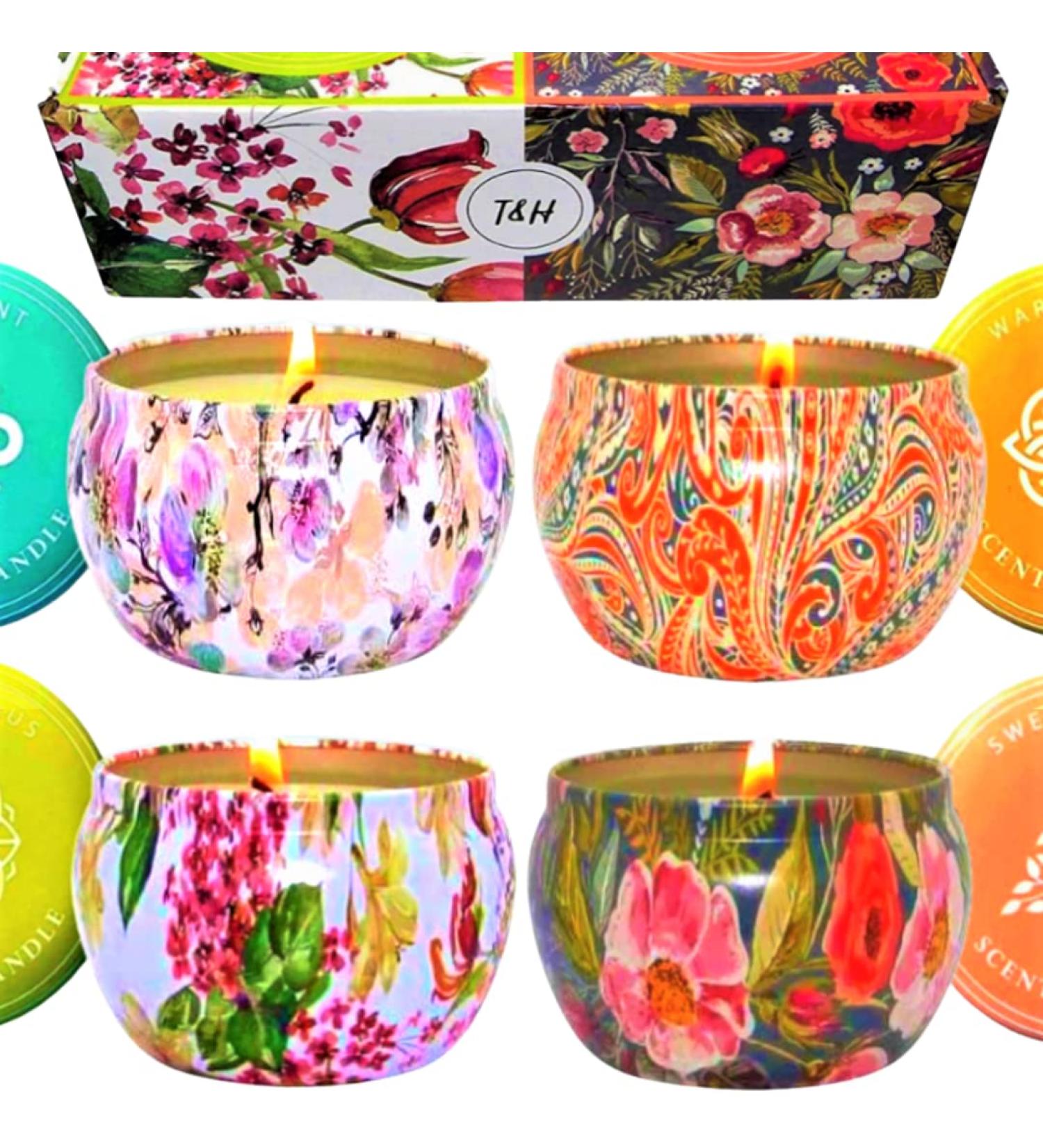 Aromatherapy Relaxing Candle Gift Set - 4 Natural Soy Candles for Stress Relief & Home Decor - Perfect Birthday Gifts for Women & Friends - Buy Online on GoSupps.com