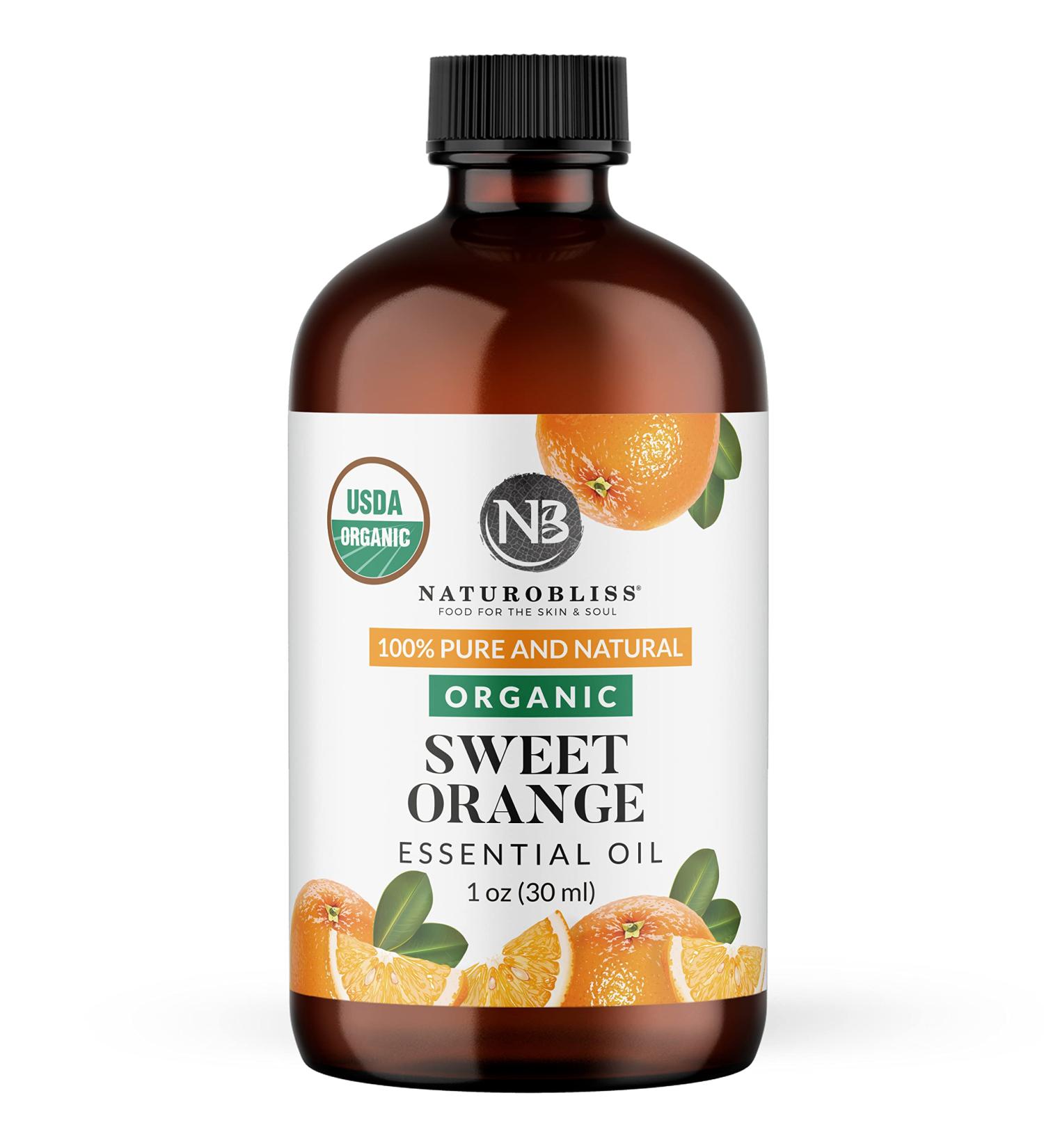 NaturoBliss Organic Sweet Orange Essential Oil - 100% Pure Therapeutic Grade Premium Quality 30ml - Ideal for Aromatherapy & Relaxation - Buy Online on GoSupps.com
