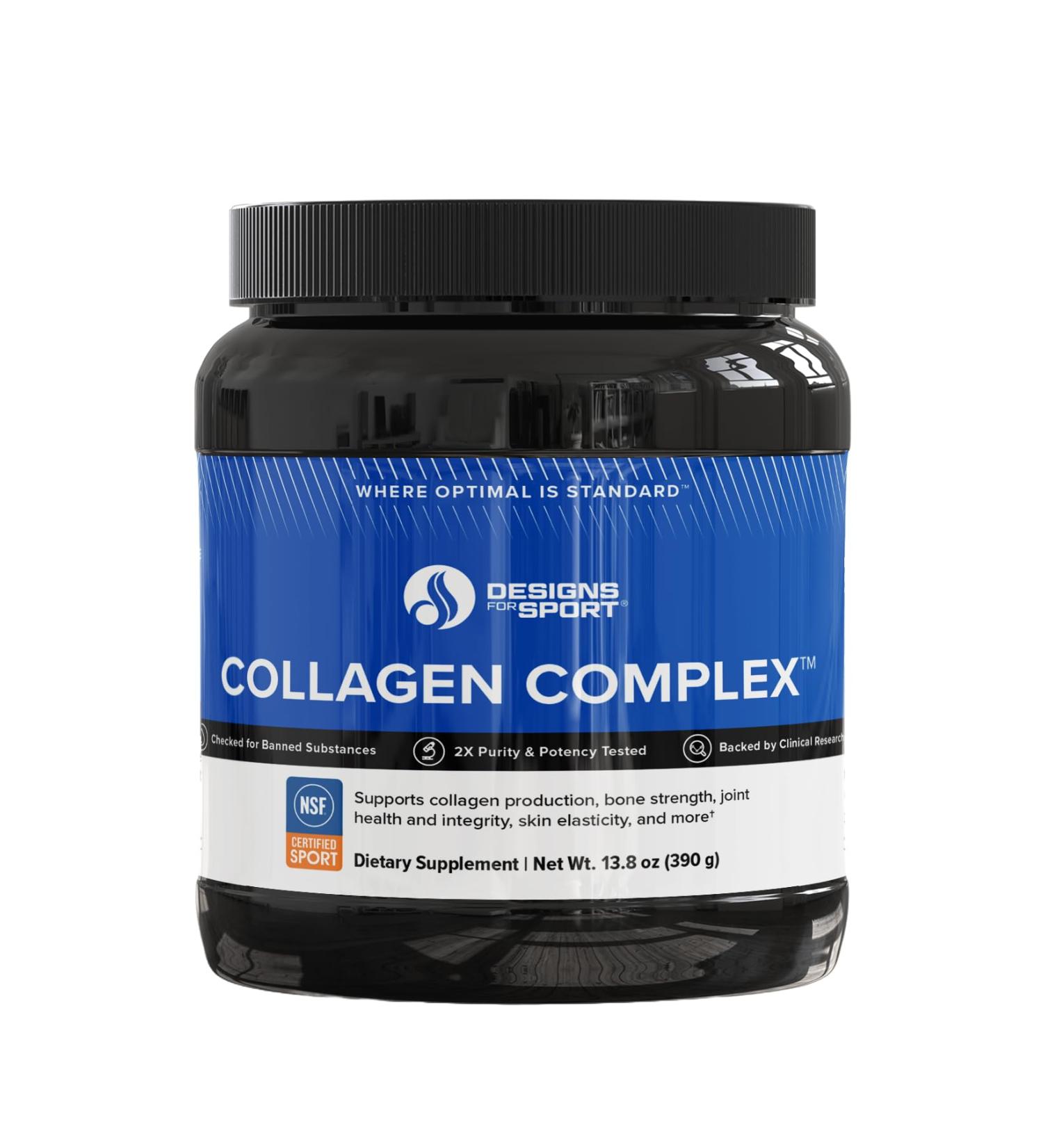 Designs for Sport Collagen Complex - NSF Certified for Sport Collagen Peptides Powder - Collagen for Joints Bone Strength Skin Elasticity (13.8 oz) - Buy Online on GoSupps.com