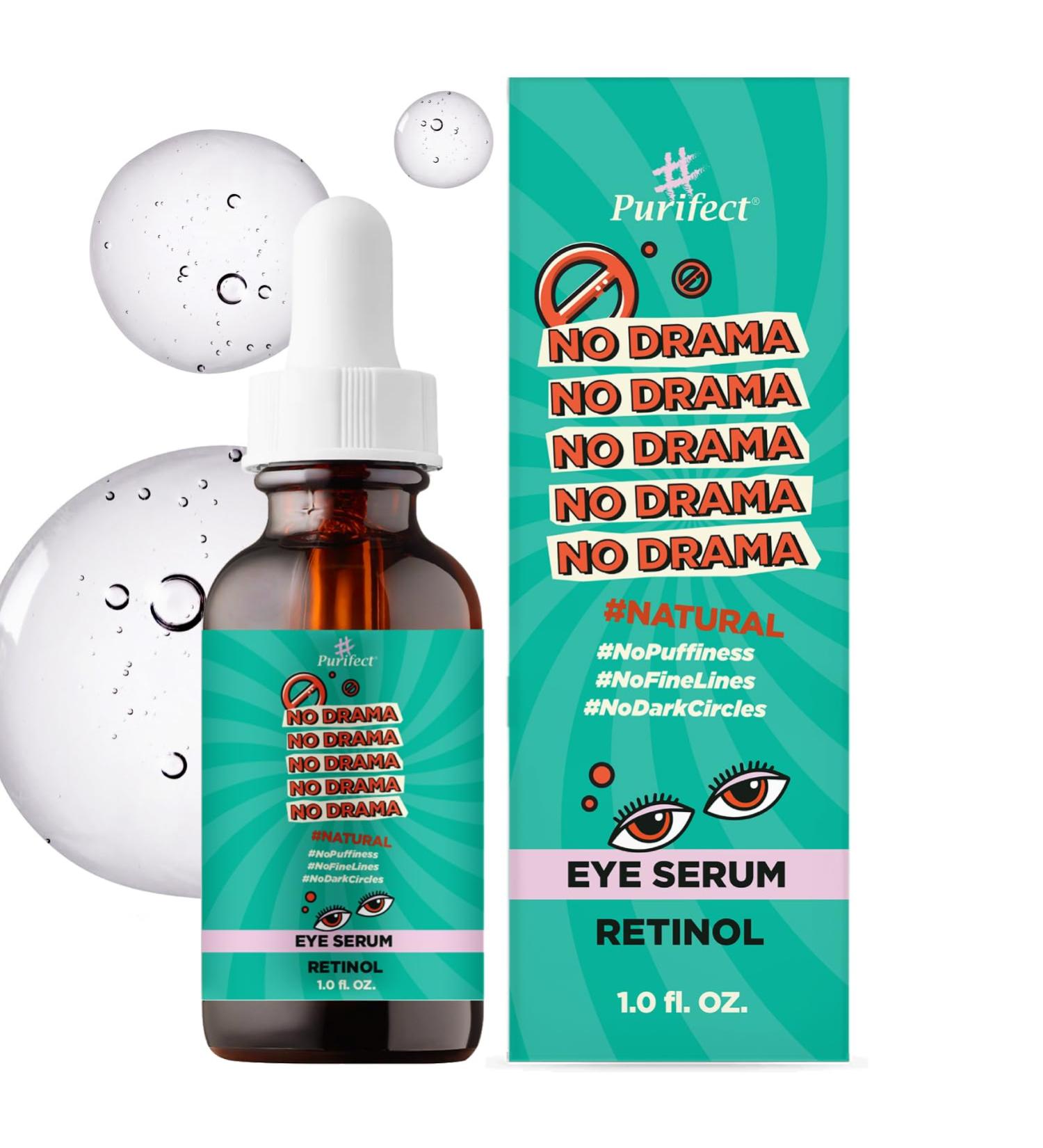 Purifect No Drama Retinol Eye Serum with Vitamin E Oil Anti-Aging Serum Helps Reduce Puffiness Fine Lines and Dark Circles Rejuvenates Young Skin 30ml - Buy Online on GoSupps.com