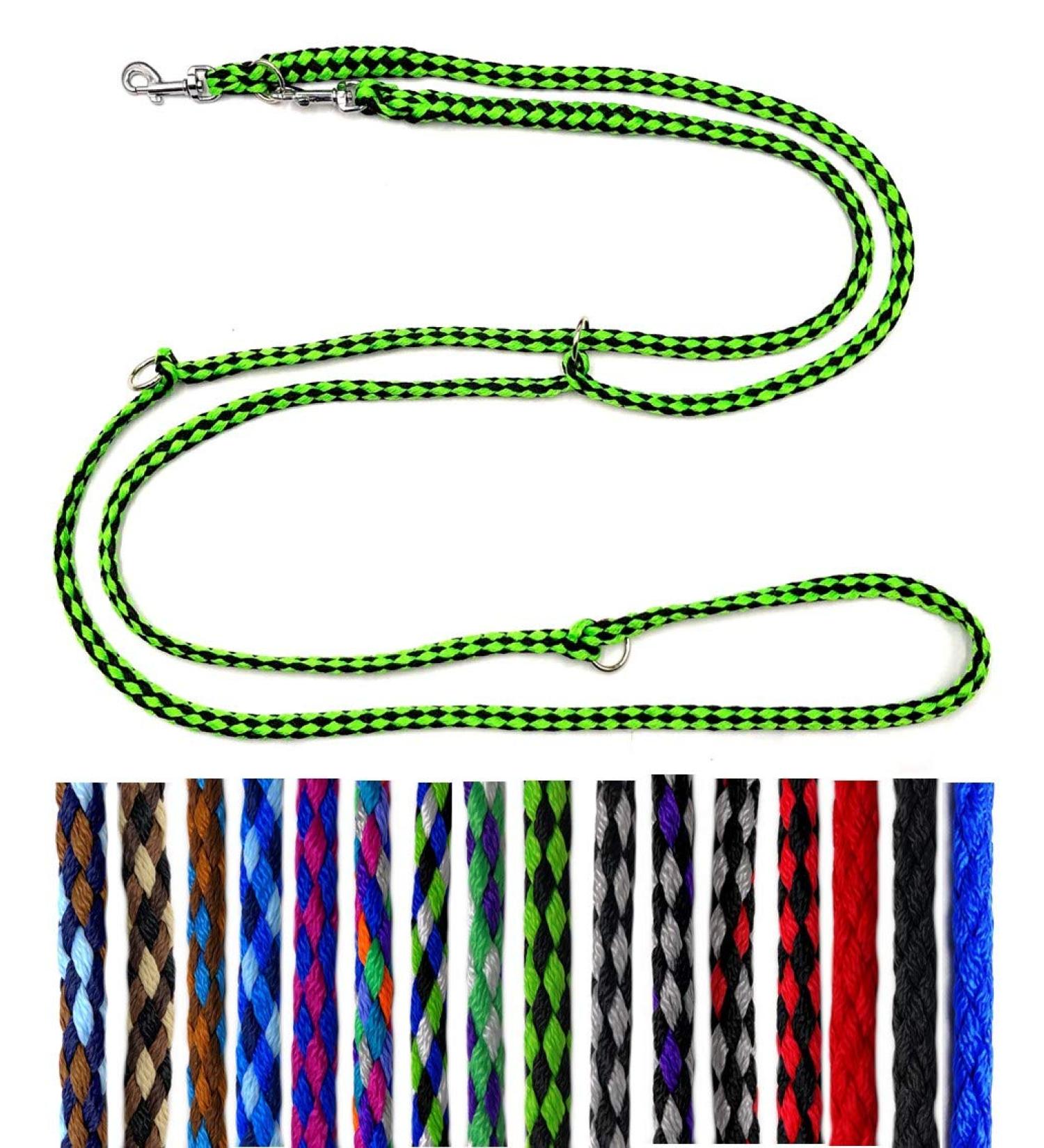 Lightweight & Robust Double Line Dog Leash for Small Dogs up to 15kg - 2.80m Adjustable Black-Neon Green - Buy Online on GoSupps.com