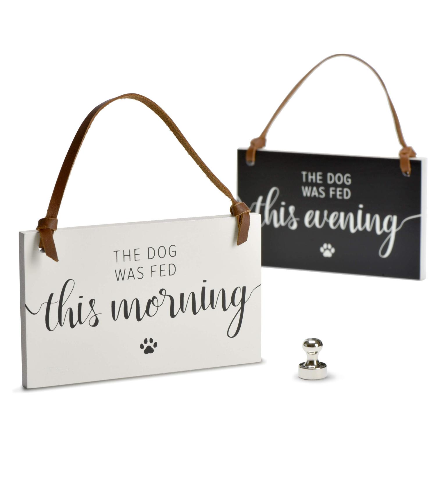 PYROH Dog Feed Reminder Hanging Sign | Solid Wood & Leather | Cute Magnet Design - Buy Online on GoSupps.com