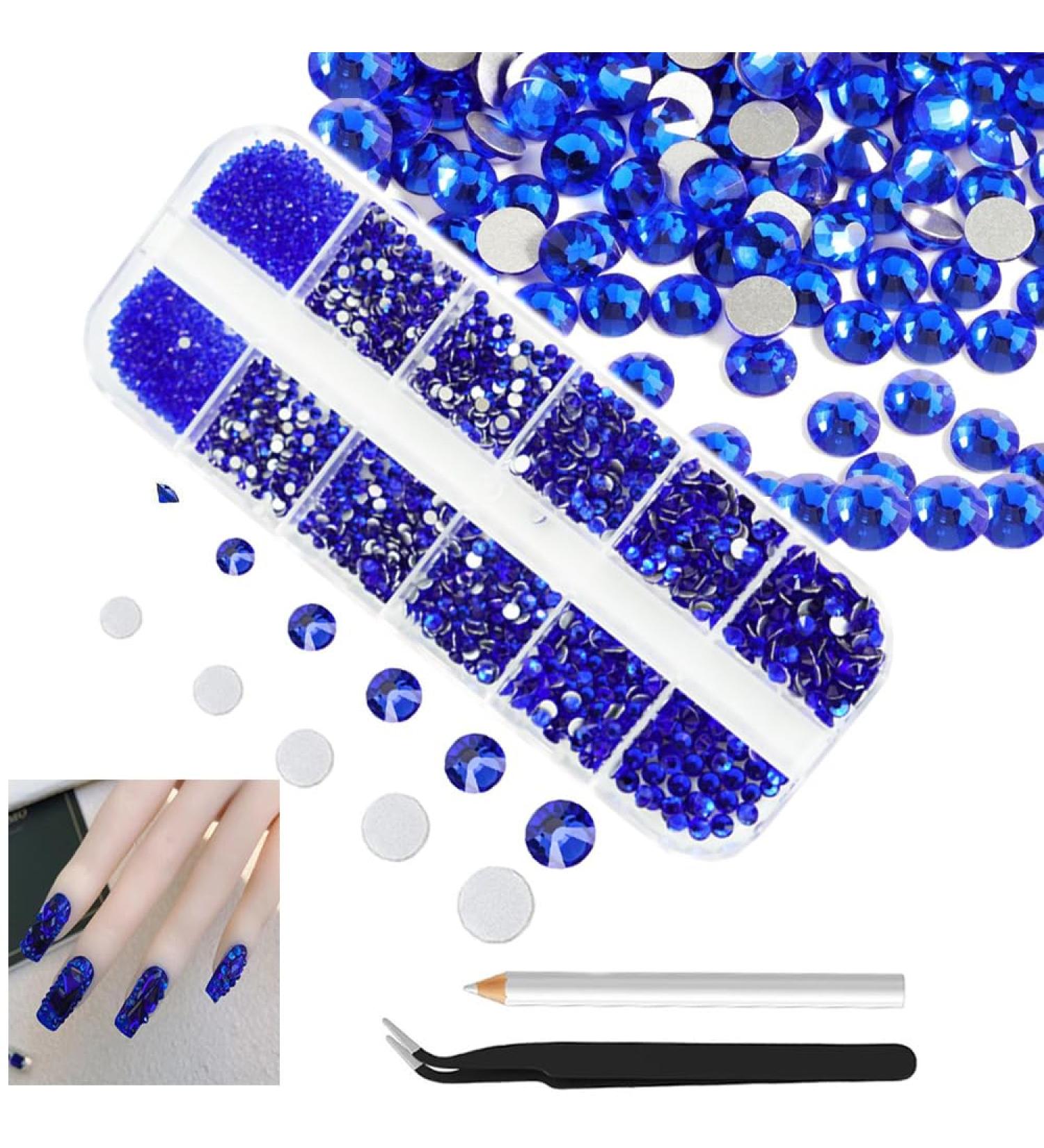 4200stk Dark Blue Nail Rhinestones - SS6-SS200 Flat Back K9 Glass Gems for Nail Art - Sparkling Charms for Stunning Designs - Buy Online on GoSupps.com