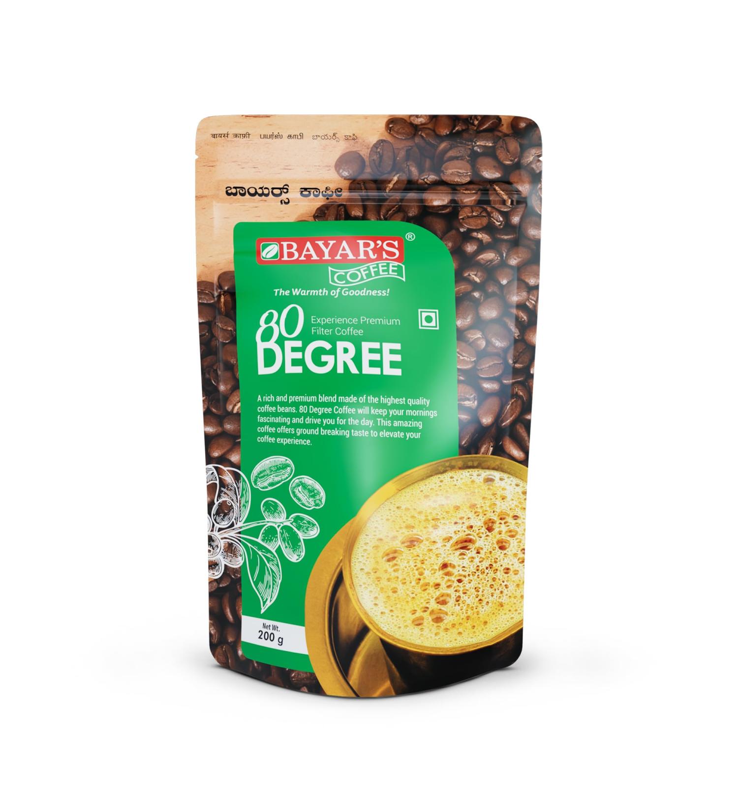 Bayar's Poudre de caf filtre 80 degr s 200 g 80 % caf 20 % chicor fra chement torr fi et moulu authentique poudre de caf filtre du sud de l'Inde Sans saveur 200 g (Lot de 1) - Buy Online on GoSupps.com