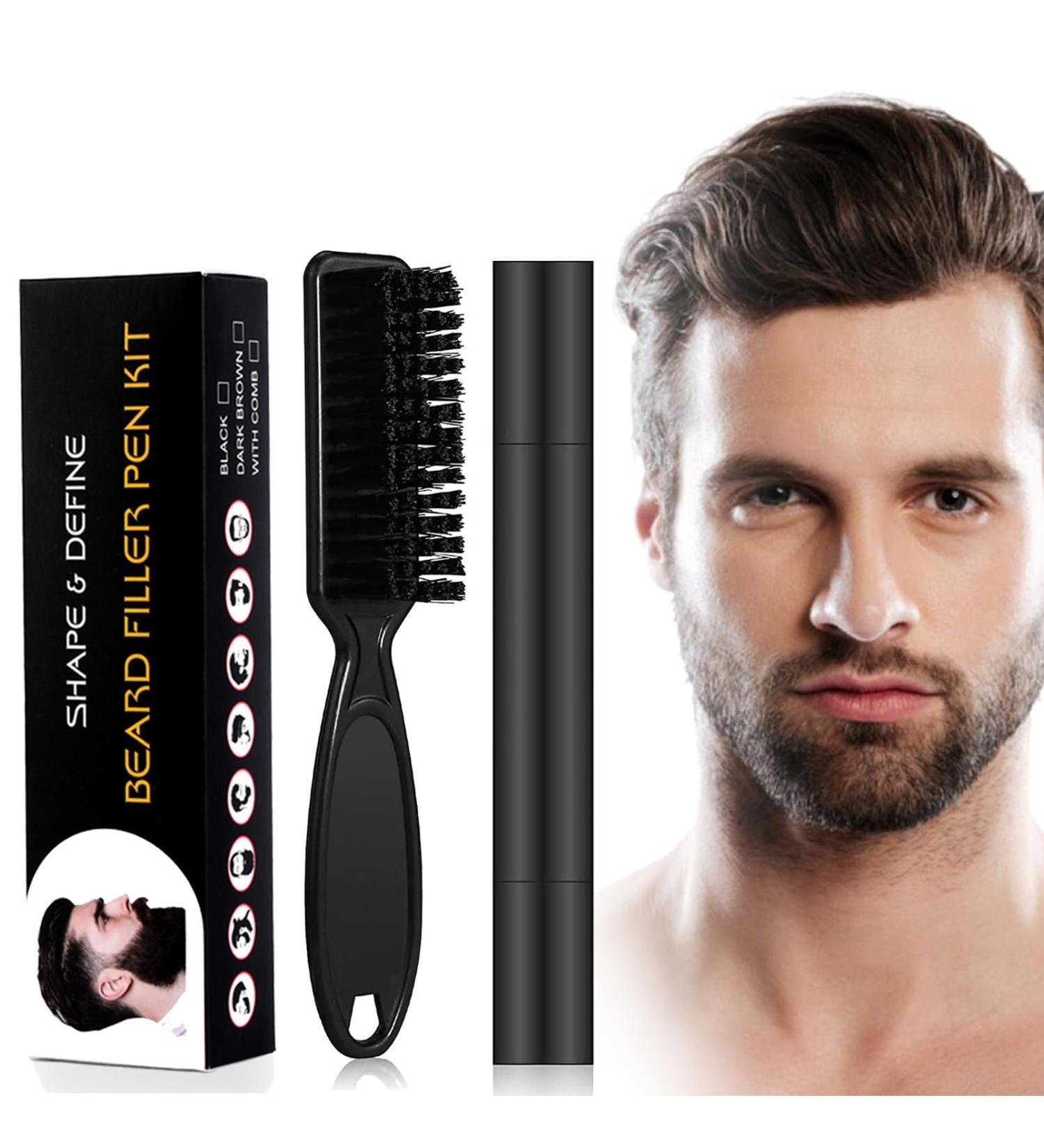 Dark Brown Beard Pencil Filler for Men - Waterproof & Sweatproof - Natural Coverage Mustache Kit for Thickening & Styling - Buy Online on GoSupps.com