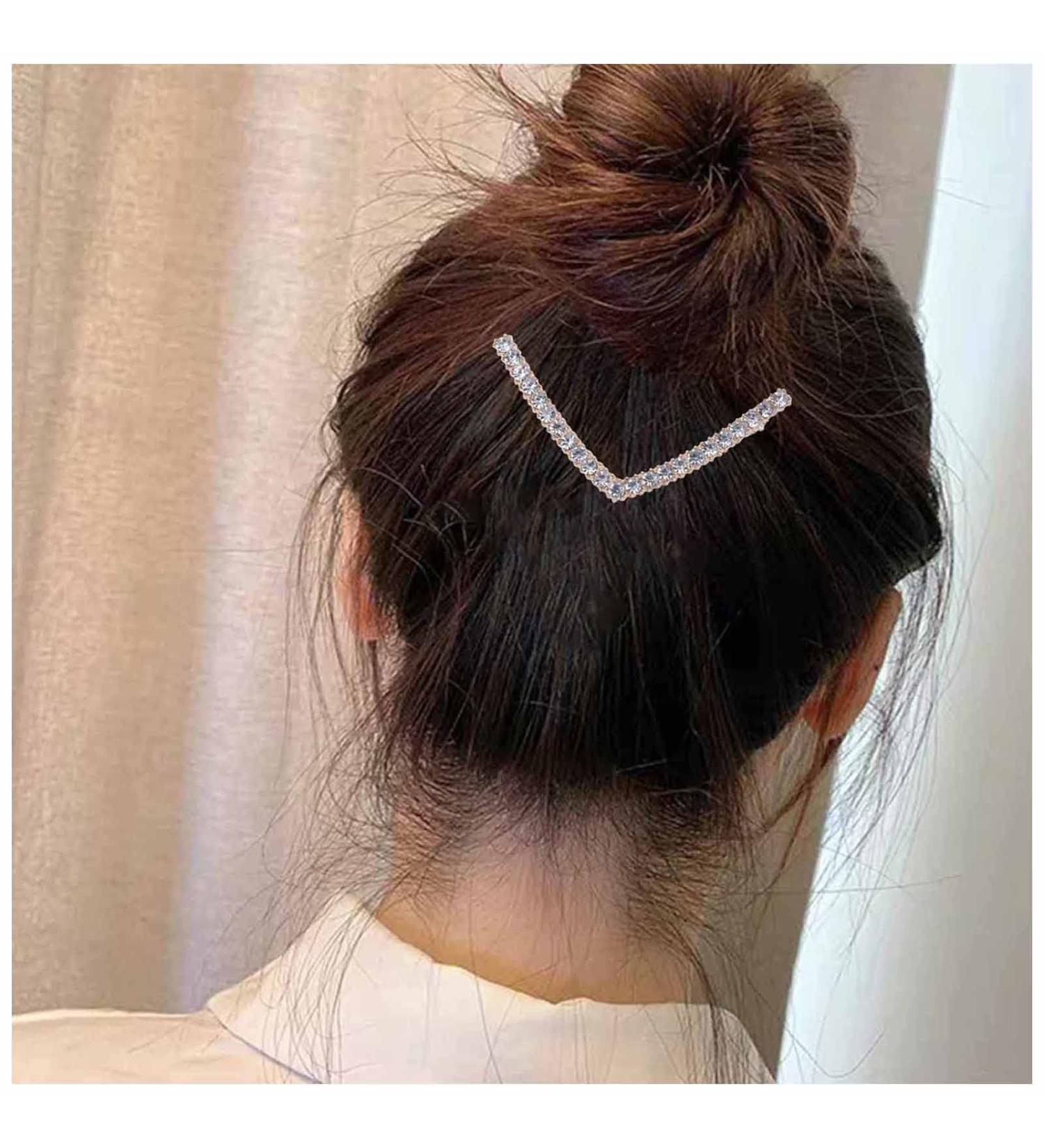 Cimenexe Bohemian Crystal Arrow Hair Clip Rhinestone Bar Hair Barrette Cz V Shape Hairpin Gold Rhinestone Hair Pins Clips Vintage Headwear Decorative Hair Accessories Jewelry for Women and Girls - Buy Online on GoSupps.com