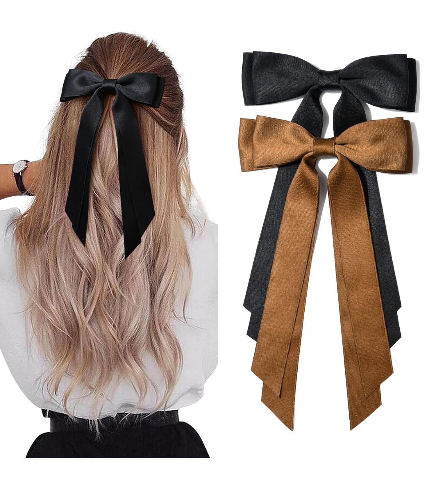 Hair Bows for Women - Bows for Hair Black Hair Ribbons for girls (Black/Coffee) - Buy Online on GoSupps.com