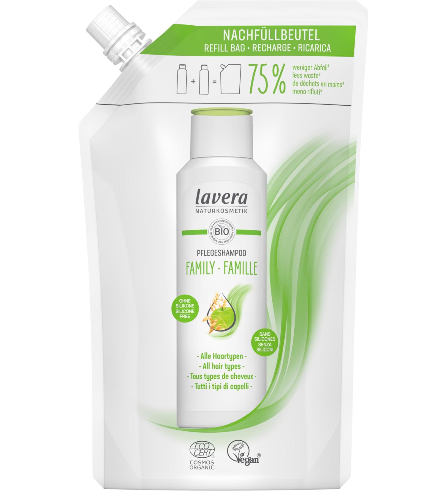 lavera Family Care Shampoo Refill Sachet - silicone-free - Gentle cleansing & Pleasant freshness - vegan - natural cosmetics - 500 ml - Buy Online on GoSupps.com