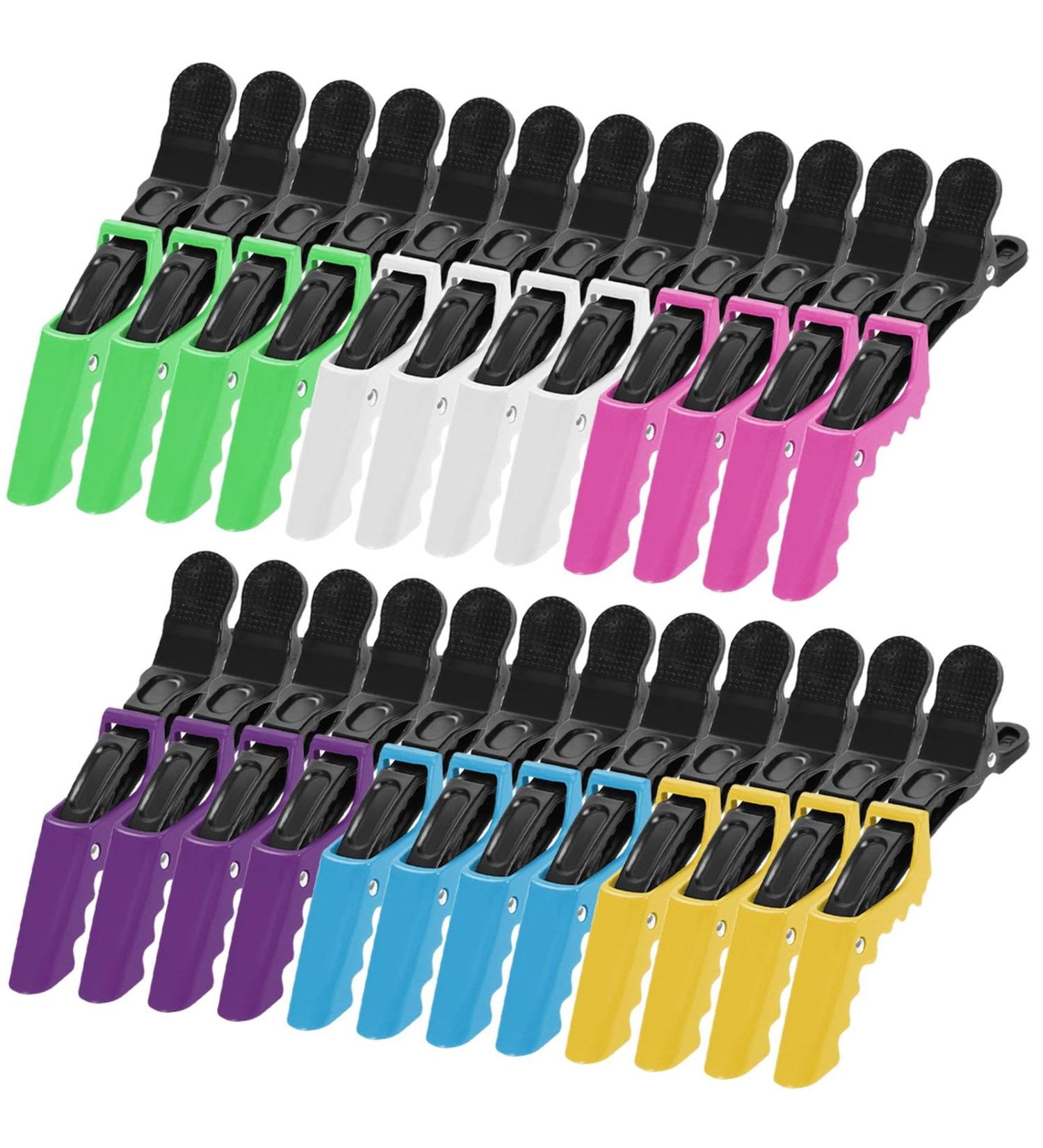 24 PCS Professional Hair Clamps - Plastic Crocodile Clips for Hairdressers | Durable Hair Accessories & Stencils - Buy Online on GoSupps.com