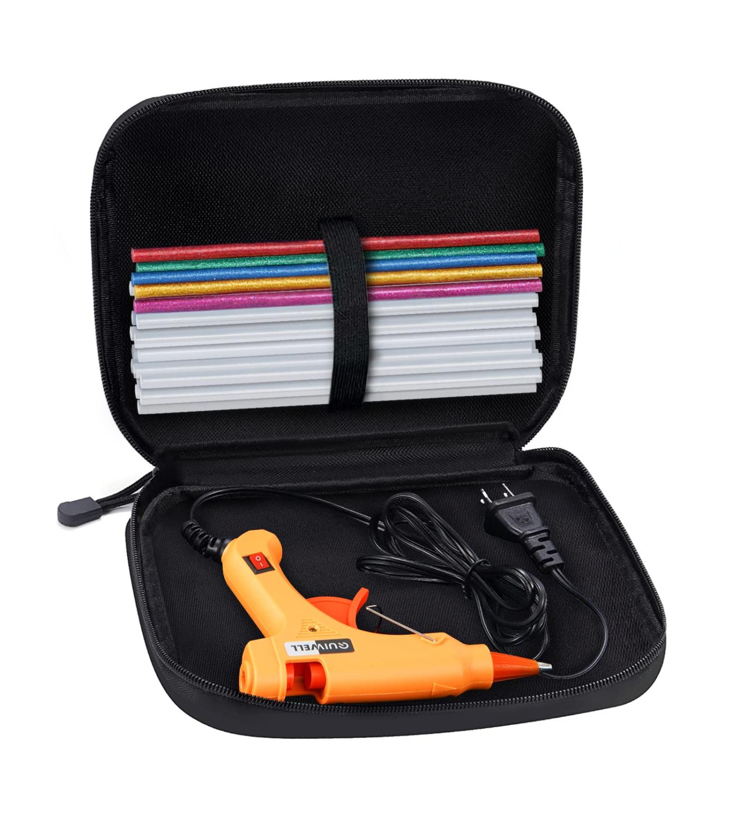 QUIWELL GL02 Mini Hot Glue Gun Kit with Carry Case | 40W Melt Glue Gun & 8 Long Colored Sticks | Ideal for Arts, Wood Projects, Home Repairs - Buy Online on GoSupps.com