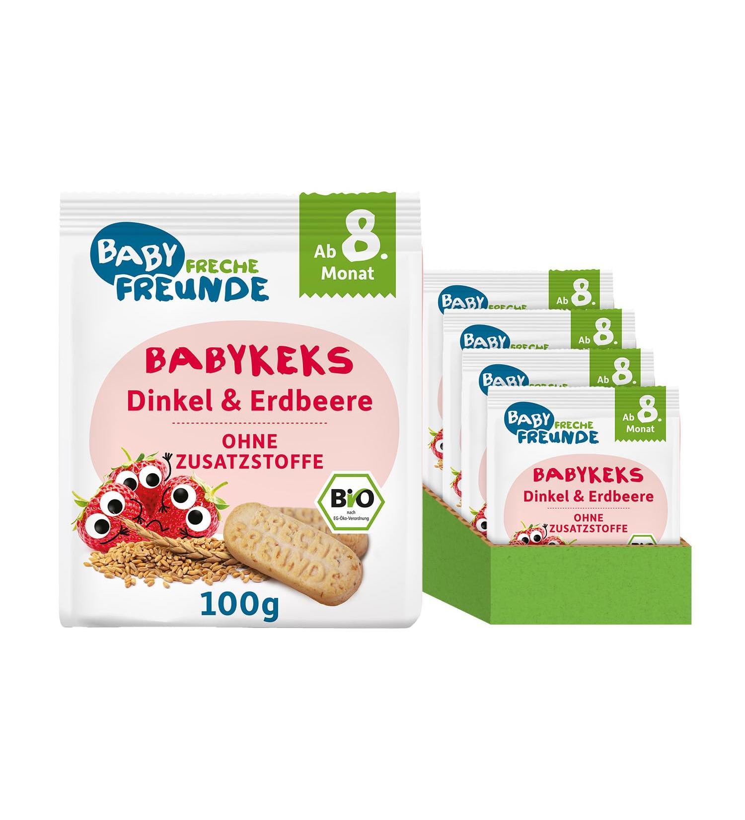 Cheeky Friends Organic Biscuits - Strawberry Vegan No Added Sugar Baby Cookies (7 x 100g) - Healthy Snack for Babies 8+ Months - Buy Online on GoSupps.com