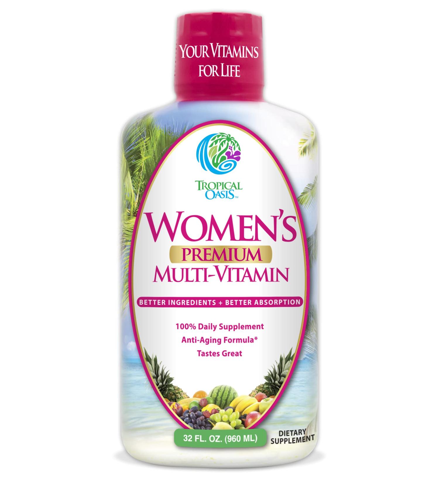 Premium Women's Liquid Multivitamin | Sugar-Free | 100+ Vitamins, Minerals & Herbs | Anti-Aging, Heart, Brain & Bone Health | 98% Absorption Rate | Non-GMO | 32 Servings - Buy Online on GoSupps.com