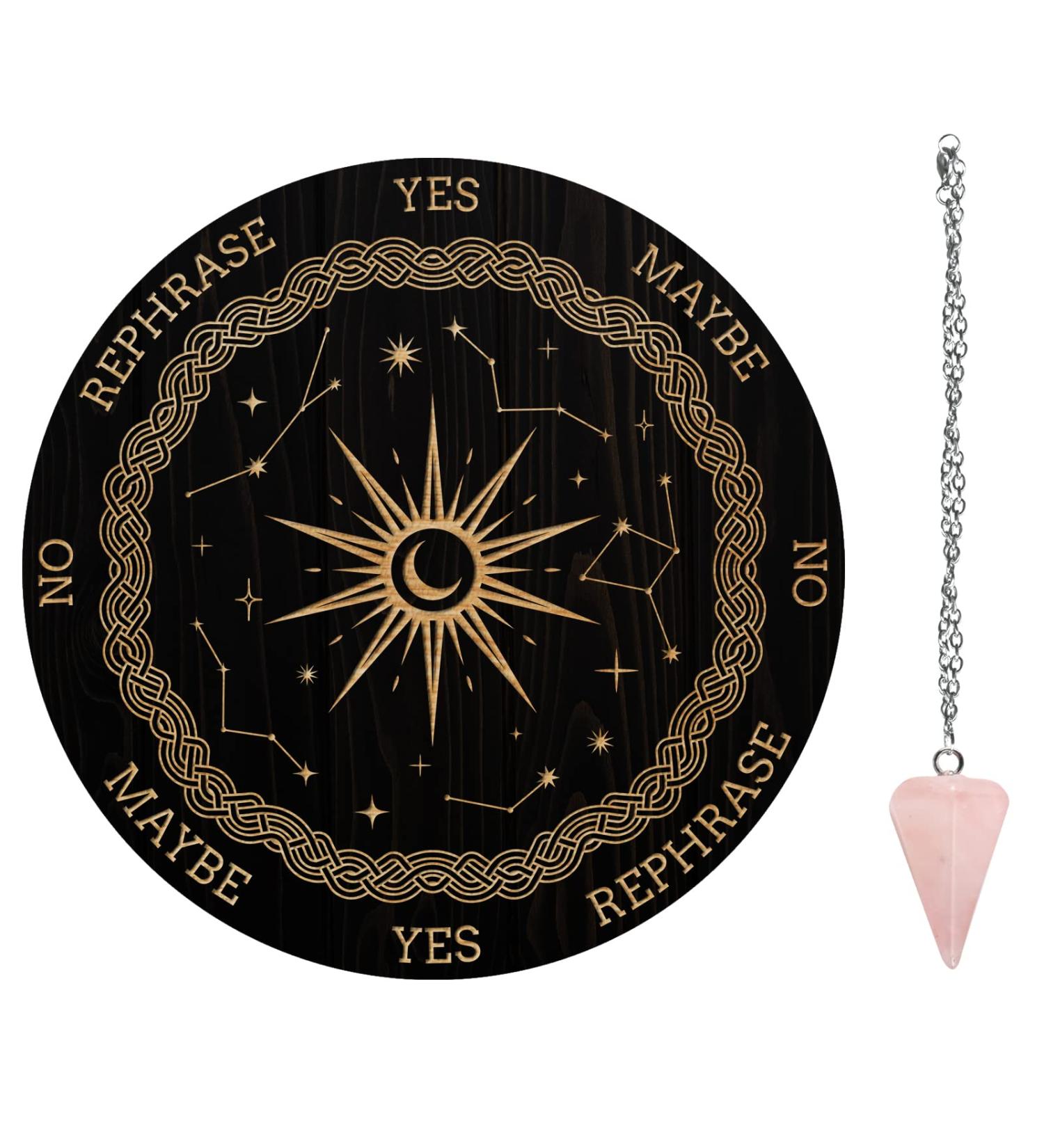 Handmade Konstellation Pendel Board - 7.8 Winging Rod Fuse Measure Metaphysical Message Board with Crystal Pendulum Necklace - Witchcraft & Wiccan Altar Supplies Style 17 - Buy Online on GoSupps.com