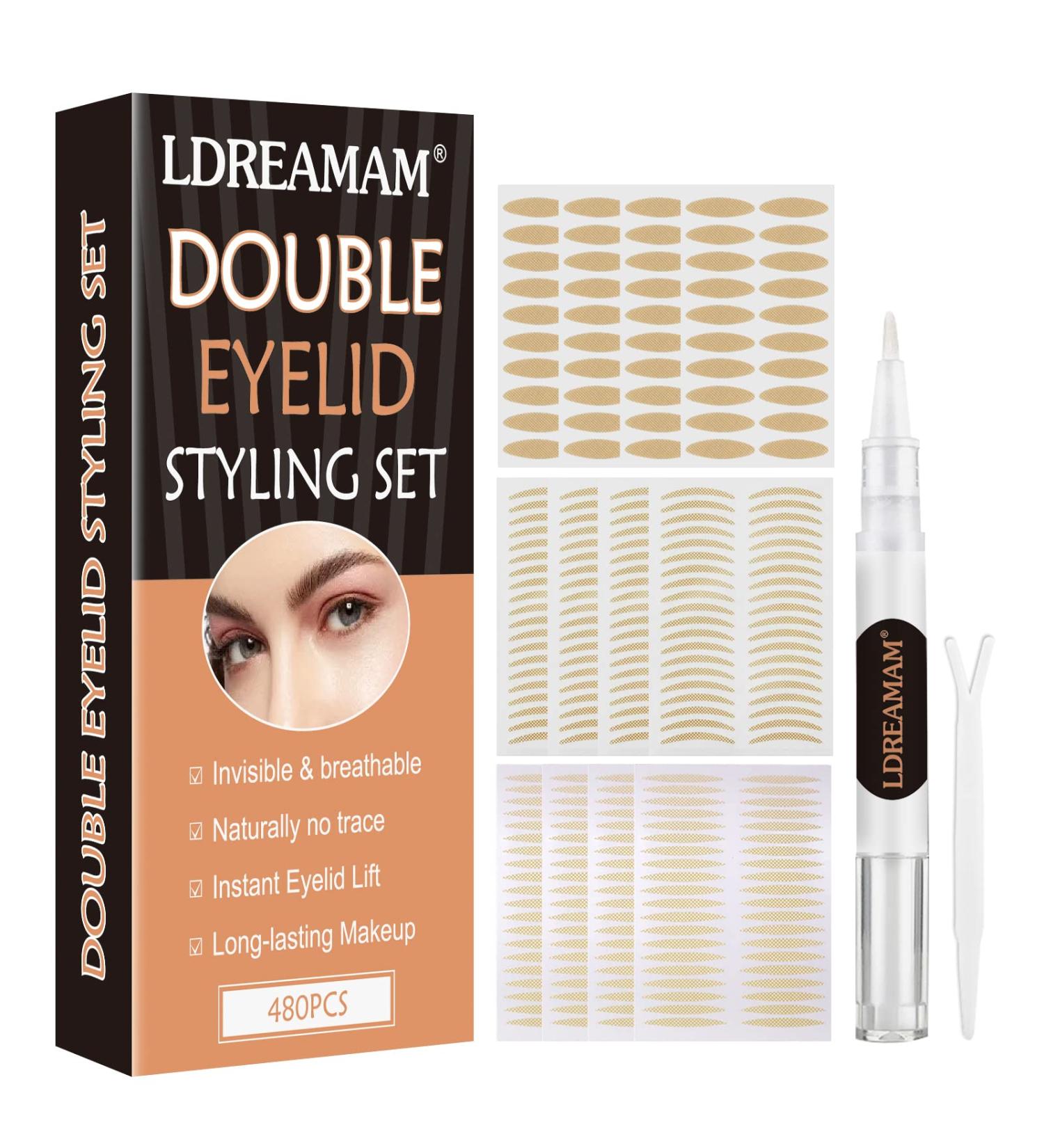 LDREAMAM 480 PCS Eyelid Tape Lifter Strips with Droopy Lift Cream - Big Eye Tools for Uneven Monolids - Fork Rods & Tweezers - Buy Online on GoSupps.com