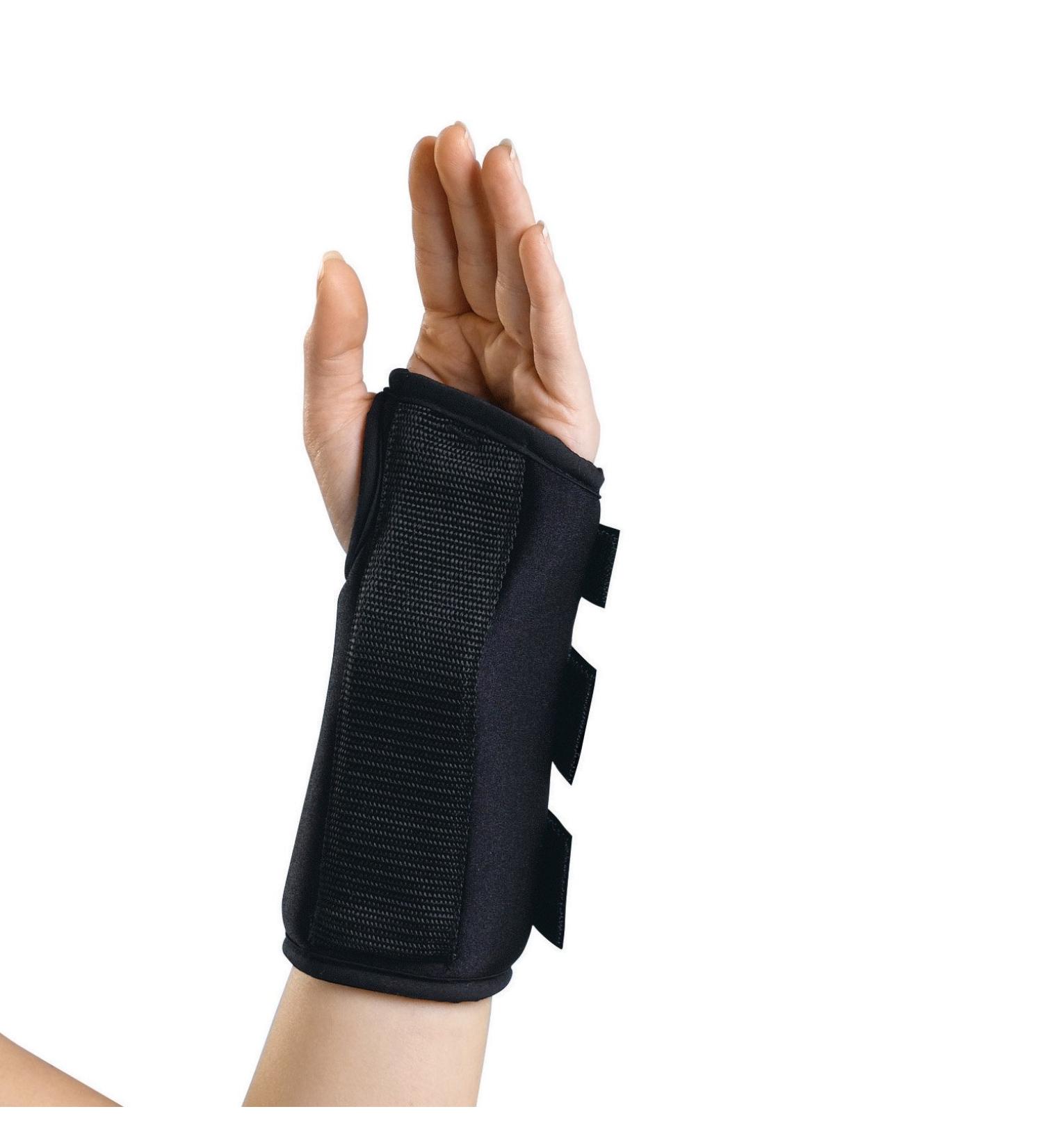 Medline Foam Wrist Splint 8-Inch Long Left Wrist Size L Adjustable Compression Carpal Tunnel Black 1 Each