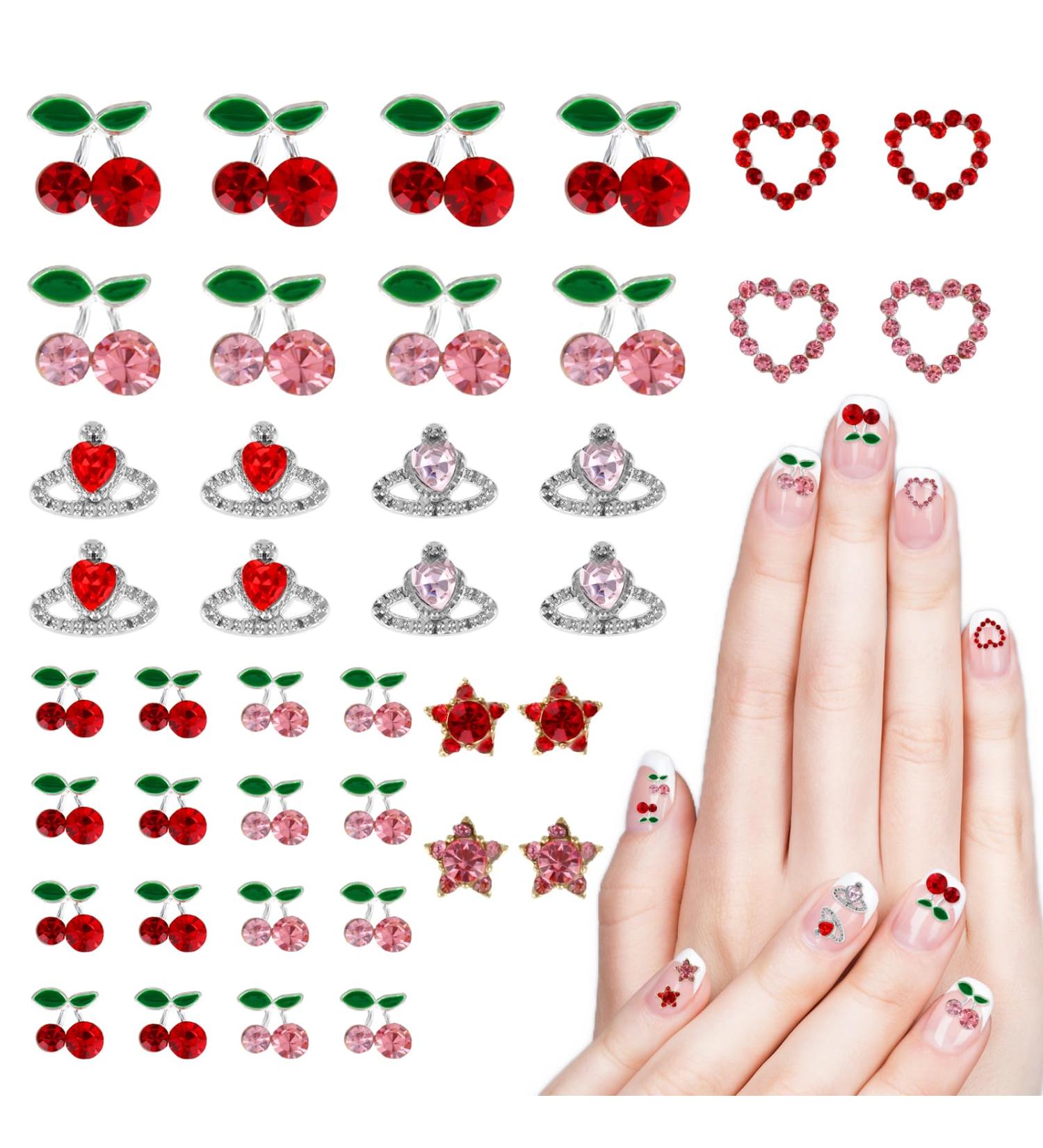 Buy TIESOME 40PCS Cherry Nail Charms Rhinestone - Shiny Nail Art Gems & Jewelry for DIY Crafts | International Shipping - Buy Online on GoSupps.com