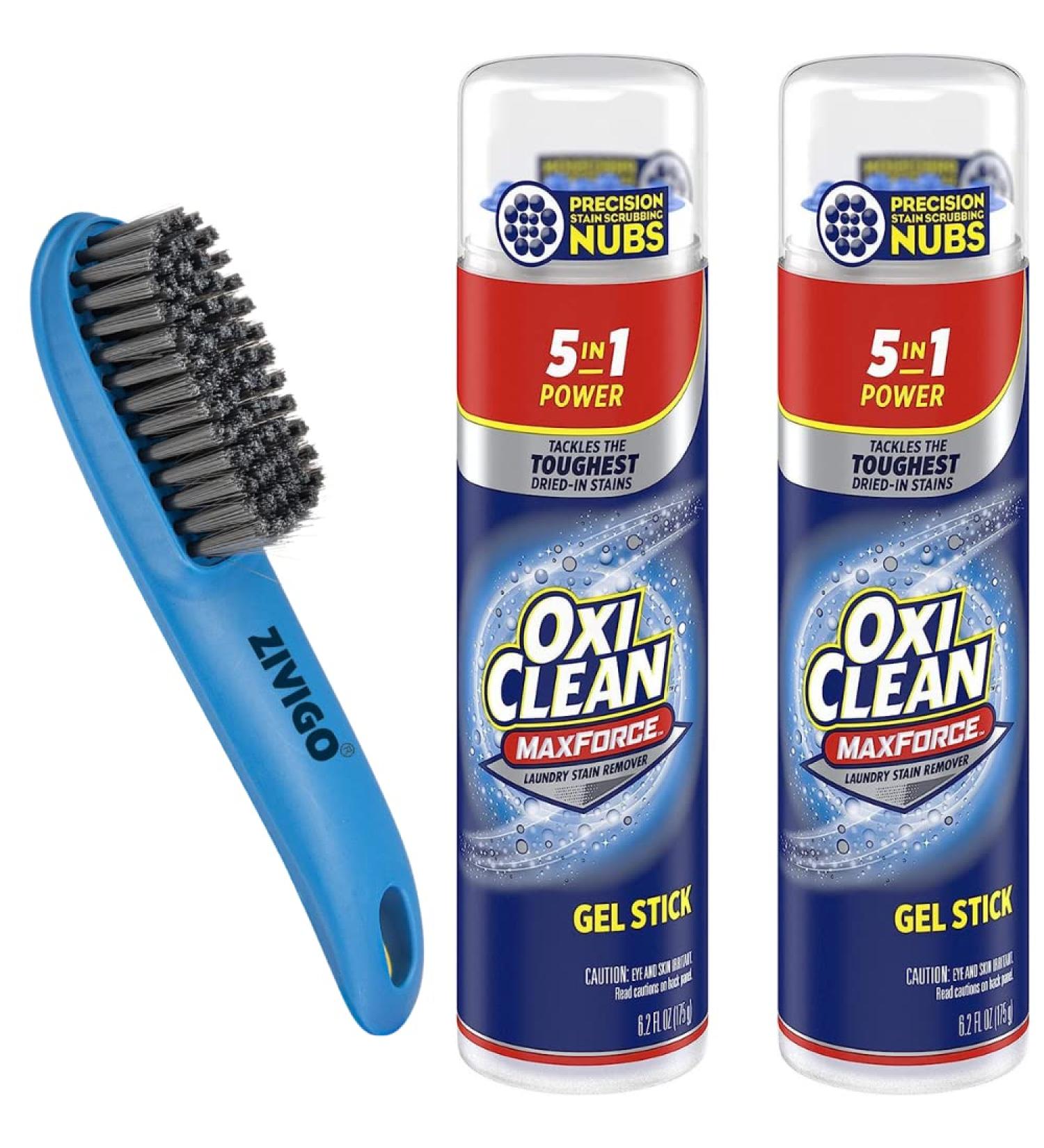 OxiClean Max Force Gel Stick Stain Remover 6.2 oz + ZIVIGO Laundry Brush - Bundle Pack - Buy Online on GoSupps.com
