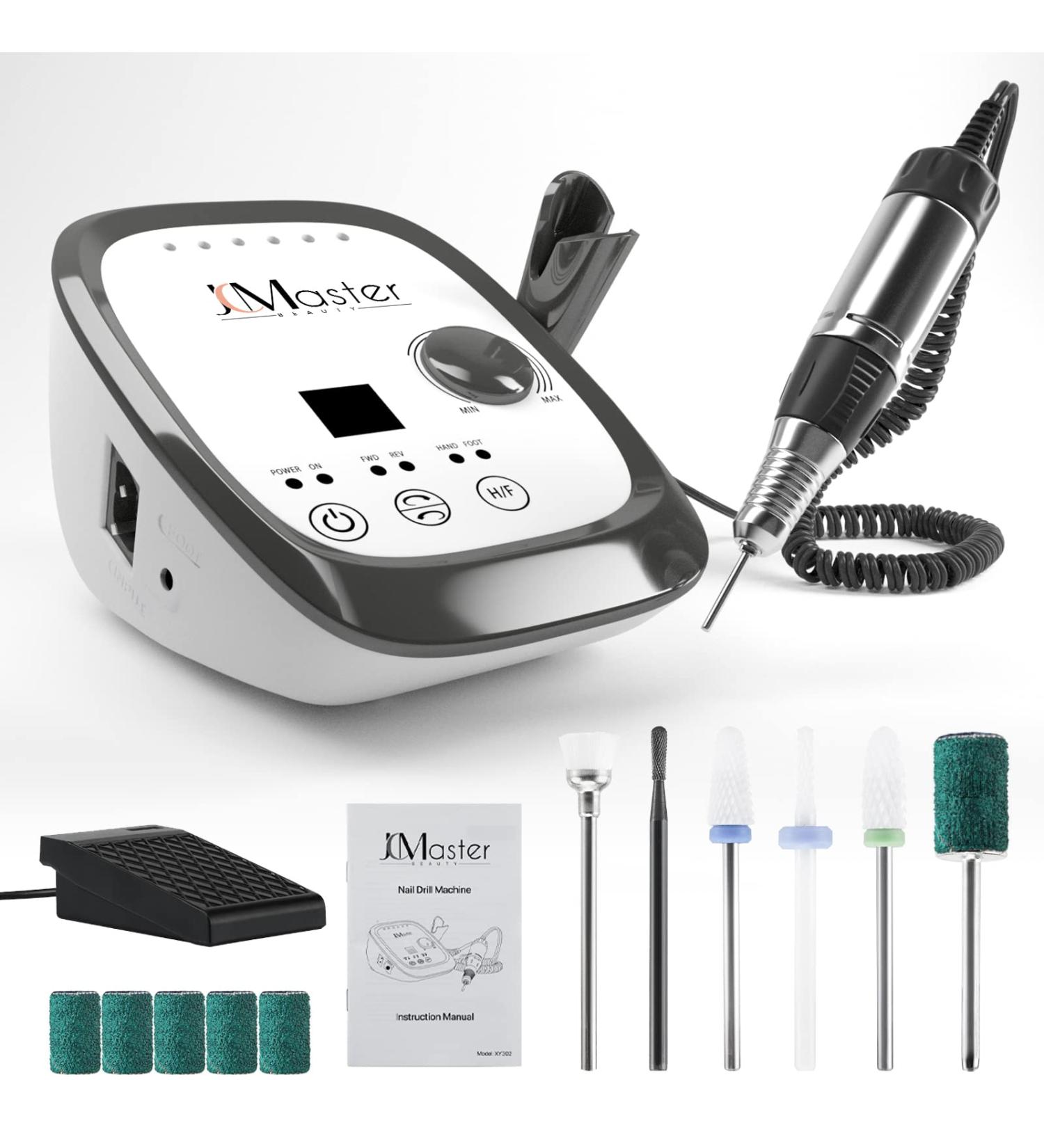 JCMaster Professional Electric Nail File - 35000RPM, Foot Pedal & Touch Control, Safe E File for Gel & Acrylic Nails - Manicure Pedicure Set with 6 Bits - 302W - Buy Online on GoSupps.com