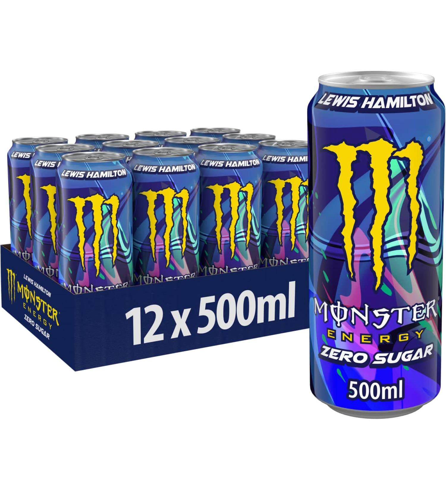 Monster Energy Lewis Hamilton Zero - Sugar-Free Peach Nectarine Energy Drink (12 x 500 ml Cans) - Refreshing Calorie-Free Boost for International Shipping - Buy Online on GoSupps.com