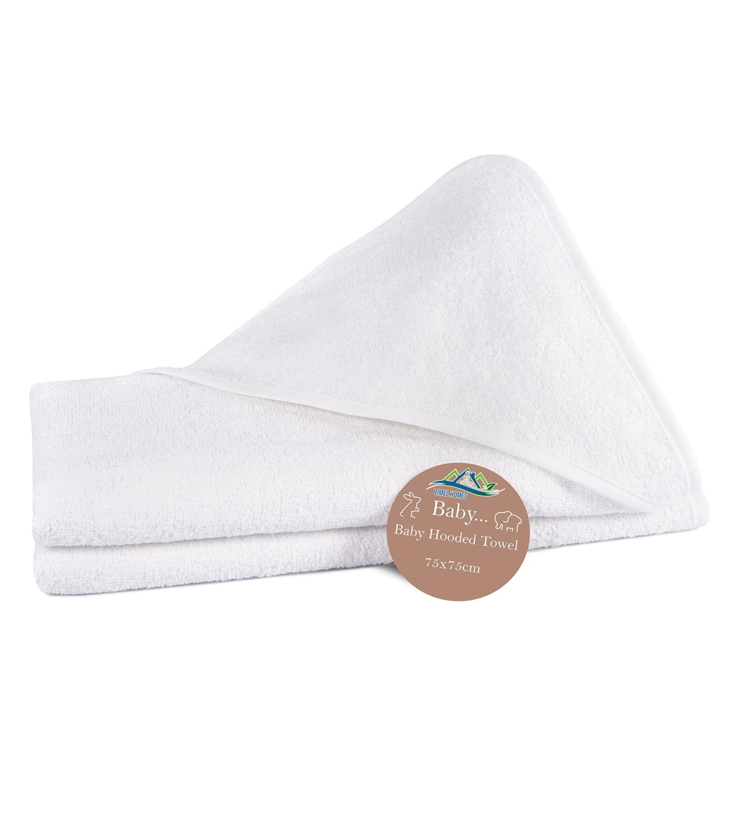 ZIMEL HOMES Plain White Hooded Baby Towel Set | 75 x 75 cm | Highly Durable 100% Cotton | Pack of 1 - Buy Online on GoSupps.com