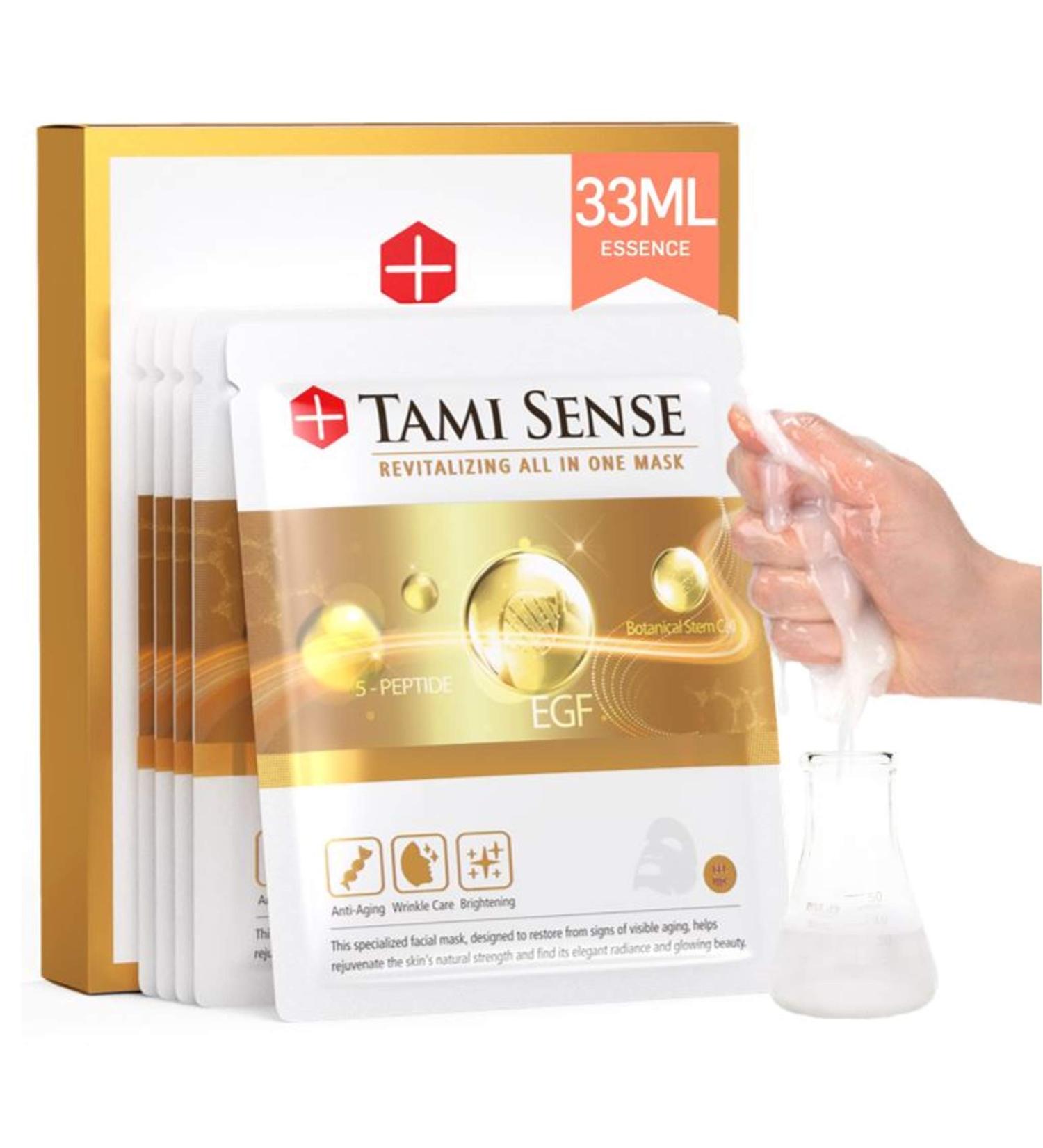 Anti Aging Face Mask with 5 Peptides & EGF Serum - Korean Skincare Sheet Masks for Wrinkles & Moisturizing (5 Masks) - Buy Online on GoSupps.com