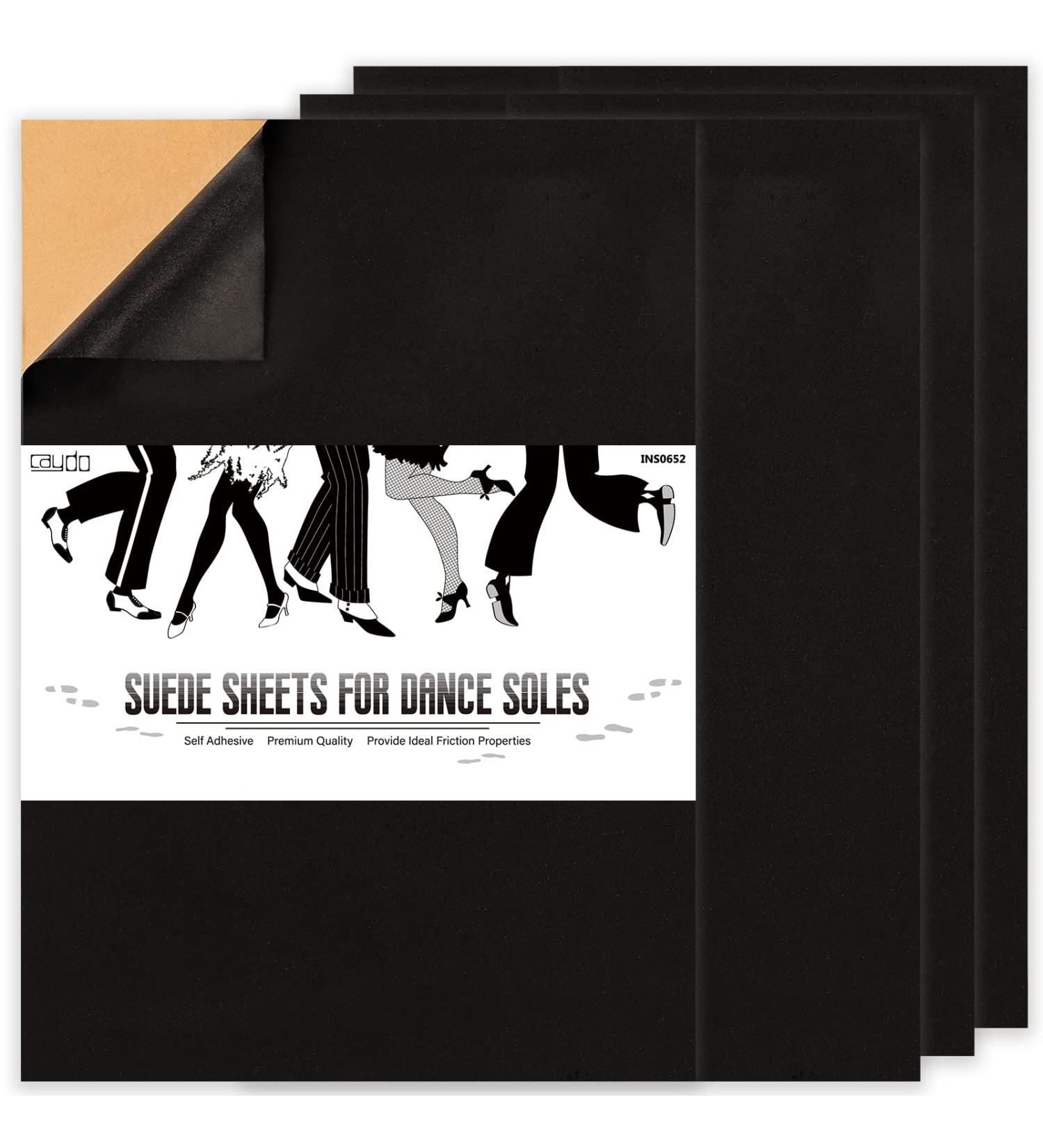 Caydo 4-Piece Black Suede Self-Adhesive Sticky Sheets for Dance and High Heeled Shoes - A4 Size - Buy Online on GoSupps.com