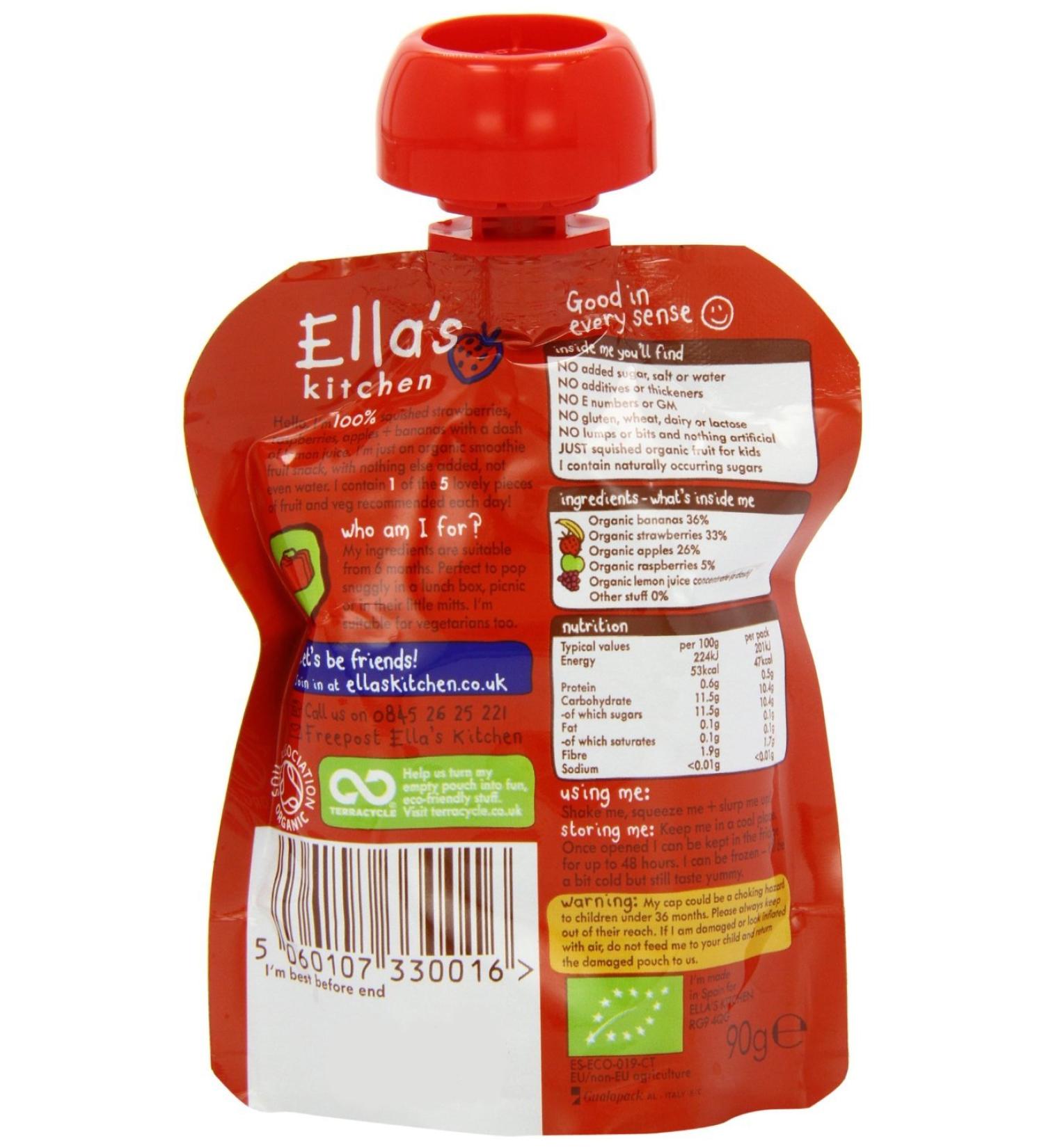 12 x Ella's Kitchen The Red One Squished Smoothie Fruits 90g - Buy Online on GoSupps.com