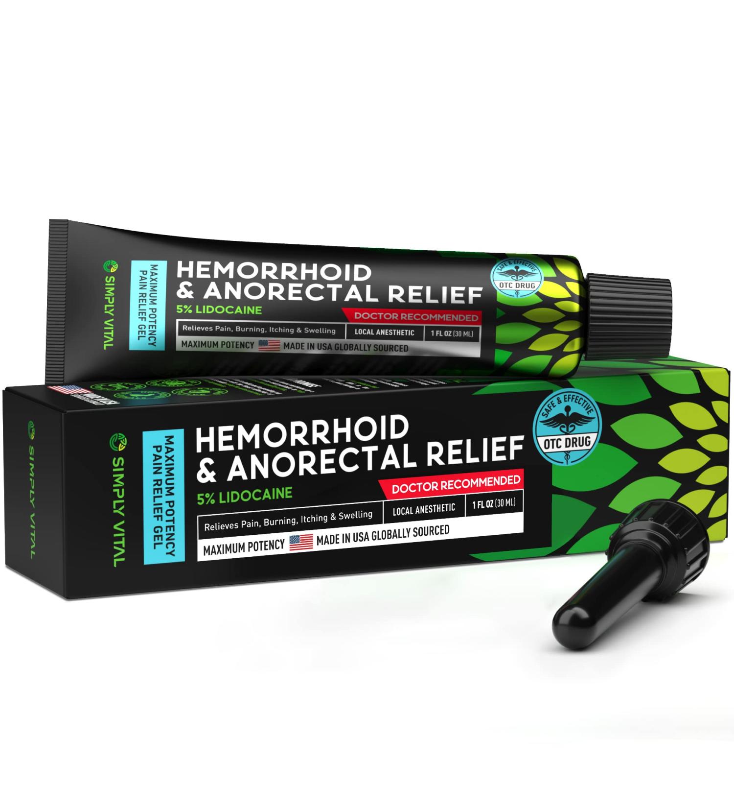 Hemorrhoid Treatment Cream Gel | Fast-Acting Pain Relief | Made in USA | 5% Lidocaine | Heal Fissures - Buy Online on GoSupps.com