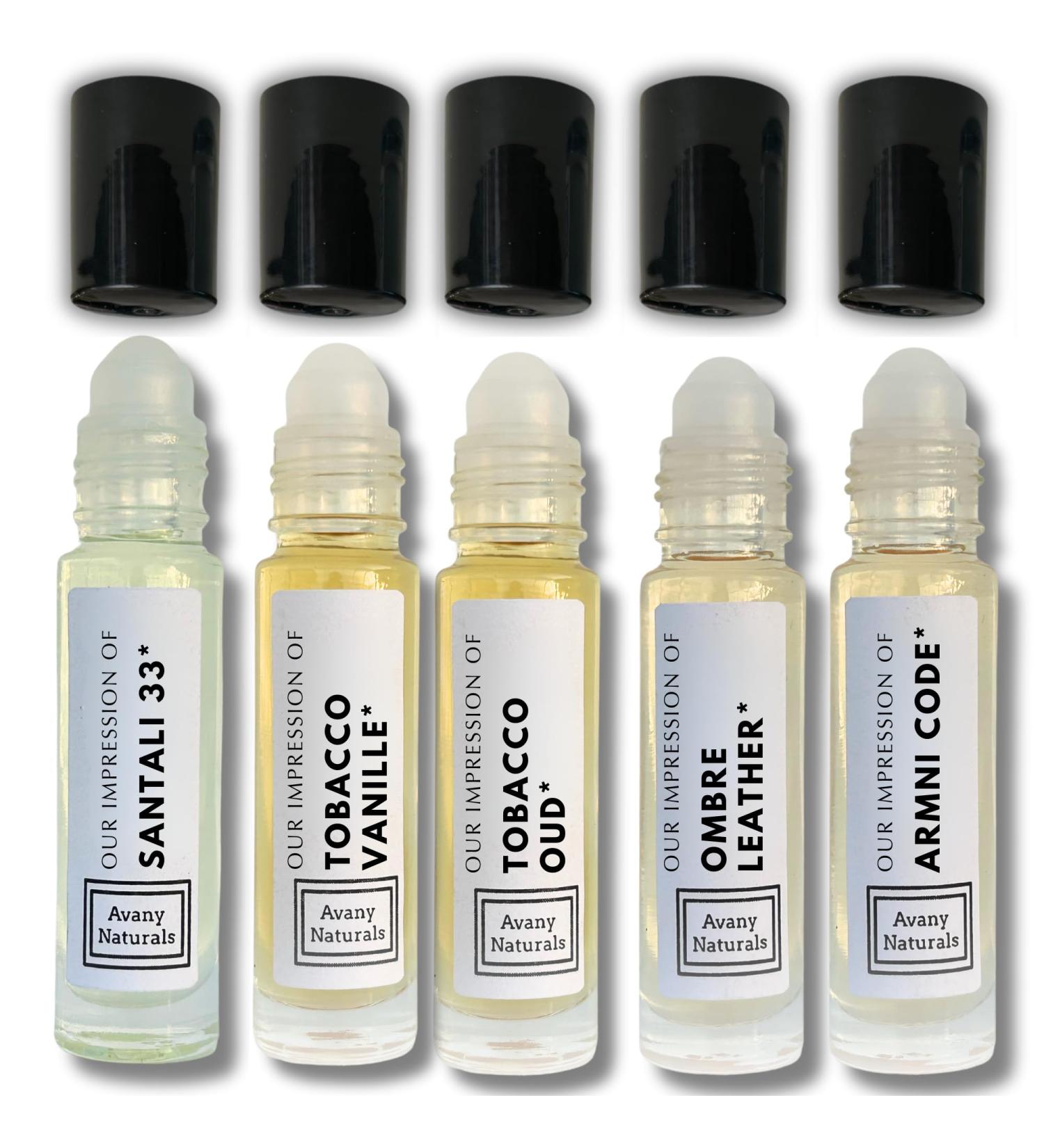 Mens Cologne Sampler Sets - Travel Size Perfume Scented Body Oil Alt Fragrances Replicant Perfume Roll on Mini Perfume Bottle for Man 5 pc (Cozy Vibes) - Buy Online on GoSupps.com
