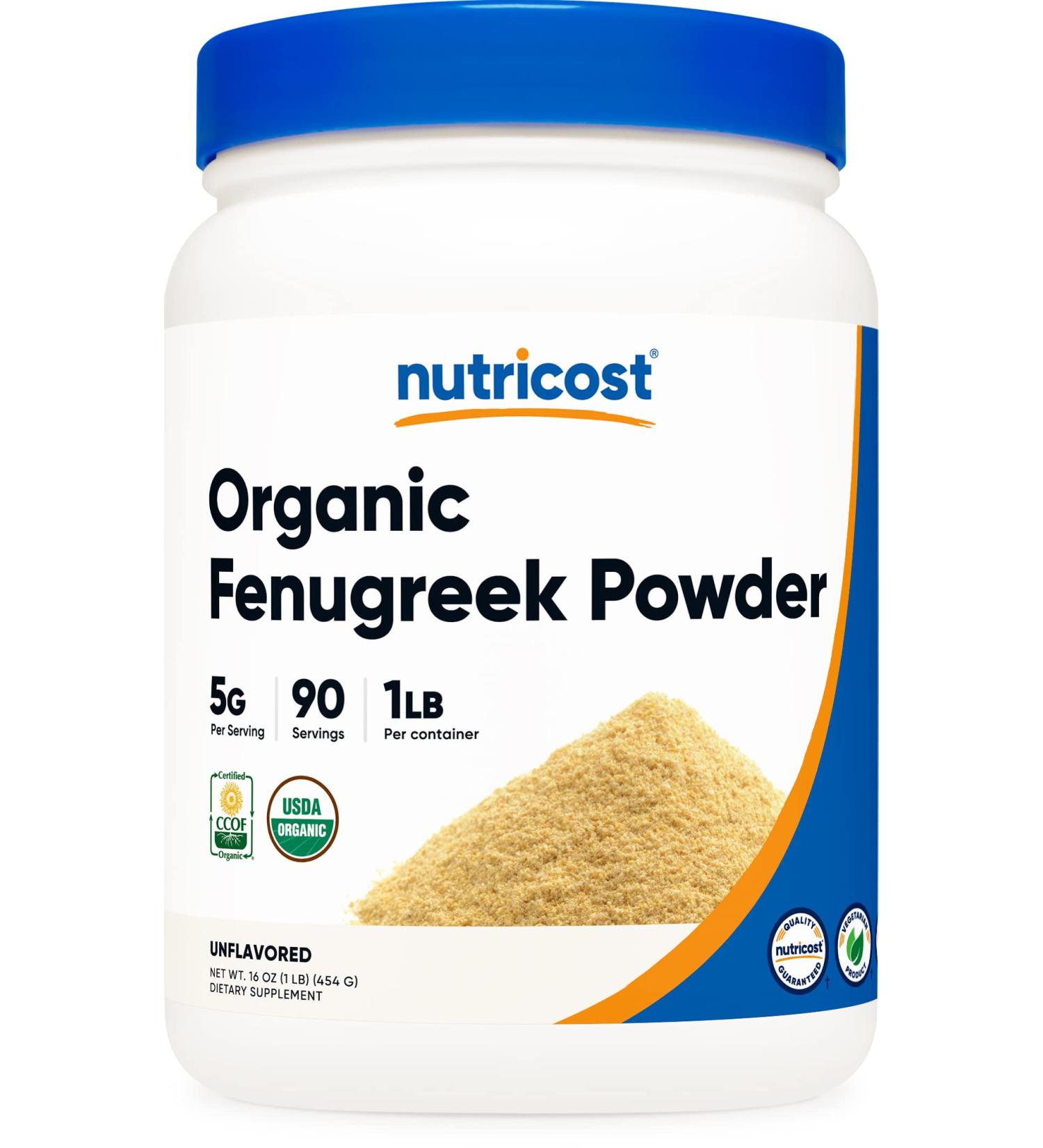 Nutricost Organic Fenugreek Powder 1 LB - USDA Certified, Gluten Free, Non-GMO & Vegetarian-Friendly - Buy Online on GoSupps.com