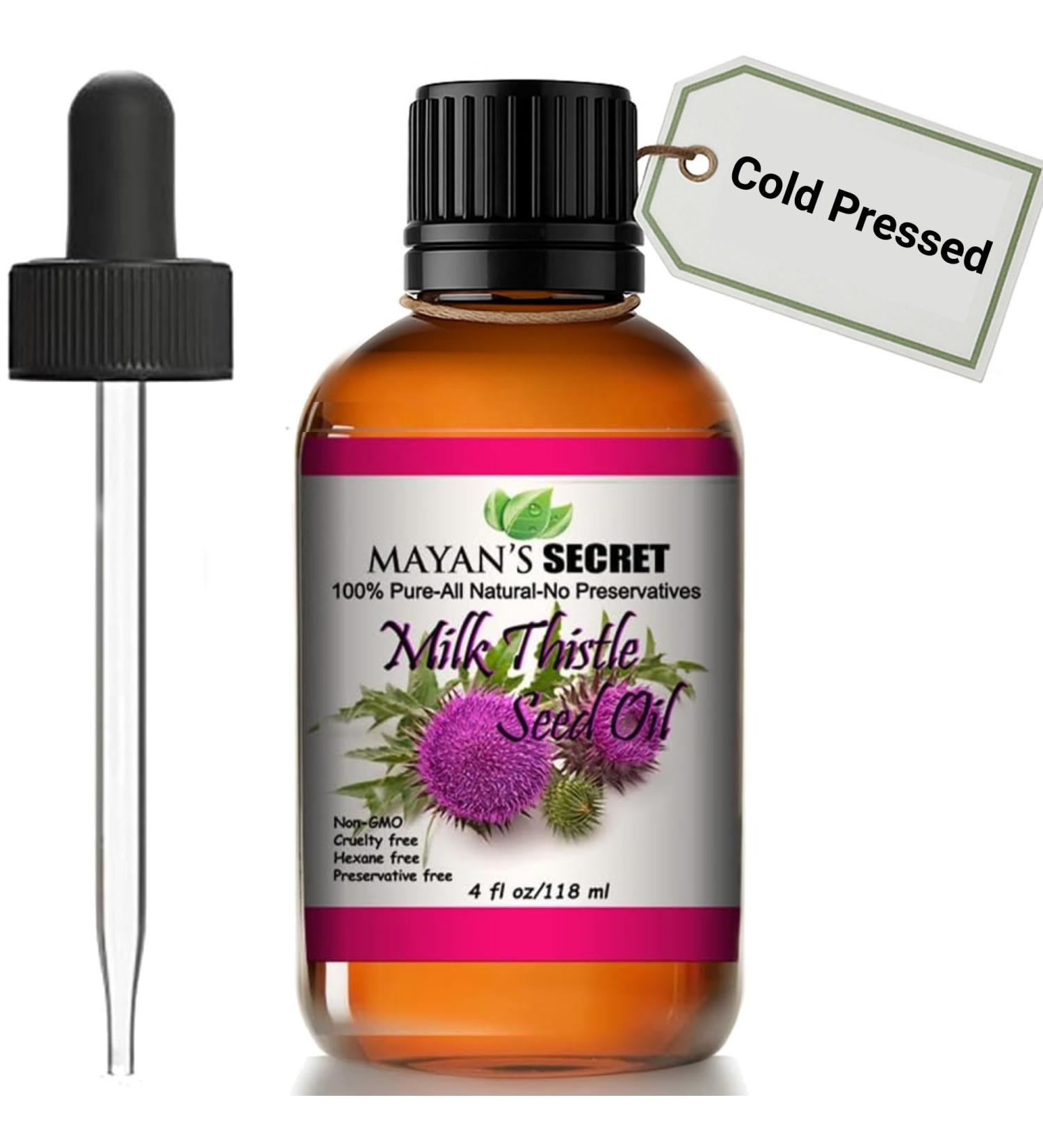 Mayan's Secret Milk Thistle Seed Oil Pure Cold Pressed Rich in Vitamin E and for Aging Skin Milk Thistle Oil 4 Fl Oz (Pack of 1) - Buy Online on GoSupps.com