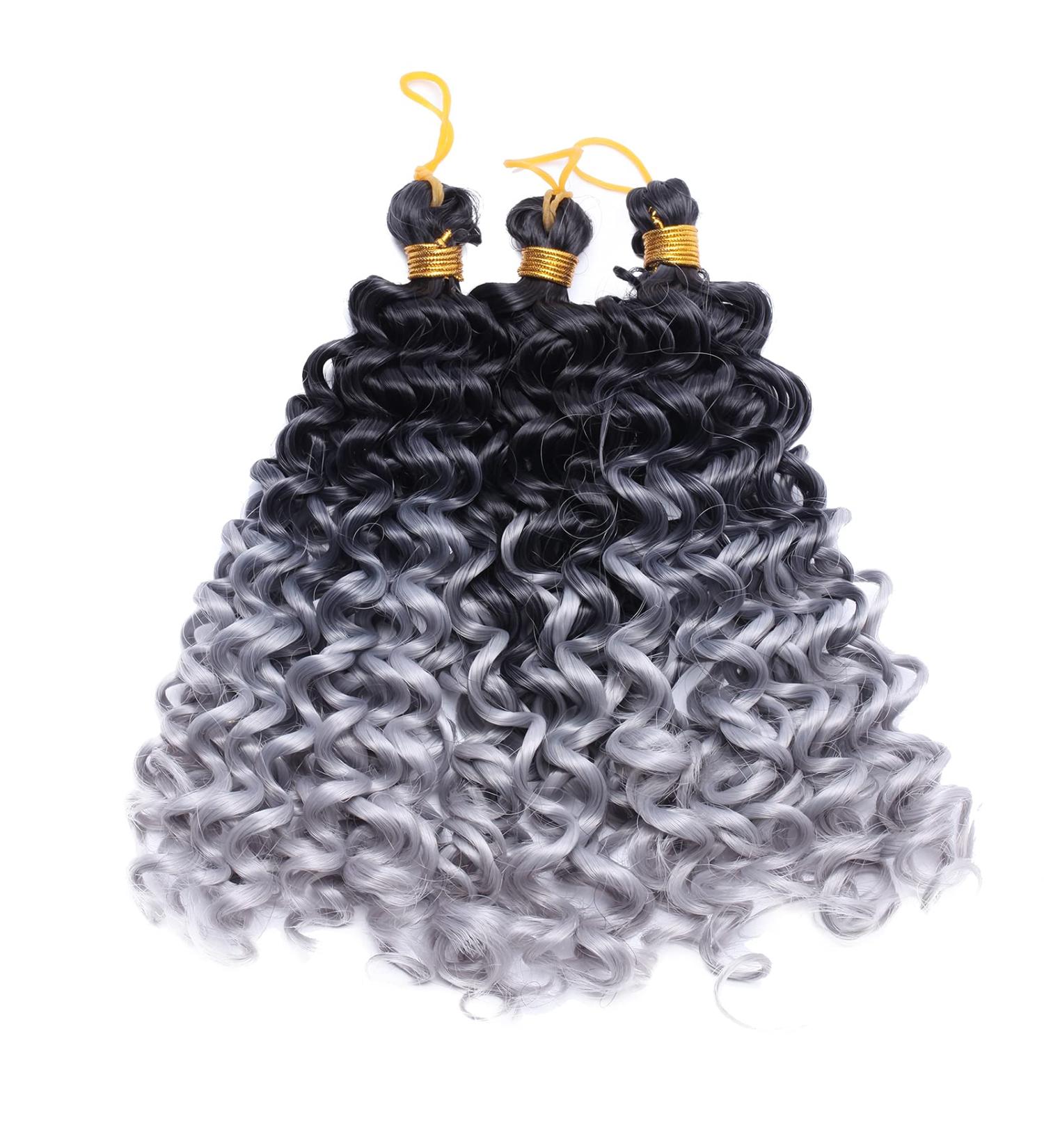 8inch Kinky Curly Braiding Hair -Black to Grey Marlybob Crochet Hair Extensions Weave Braids Synthetic Hairpiece - Buy Online on GoSupps.com