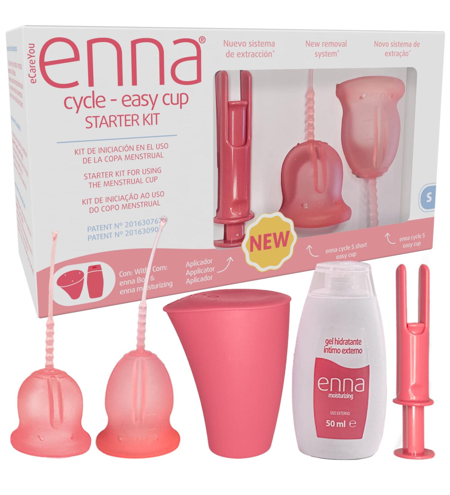 Enna Cycle Starter Set: 2 EASY Menstrual Cups Applicator Sterilizer & Transport Box + Anenna Moisturizing | International Shipping - Buy Online on GoSupps.com