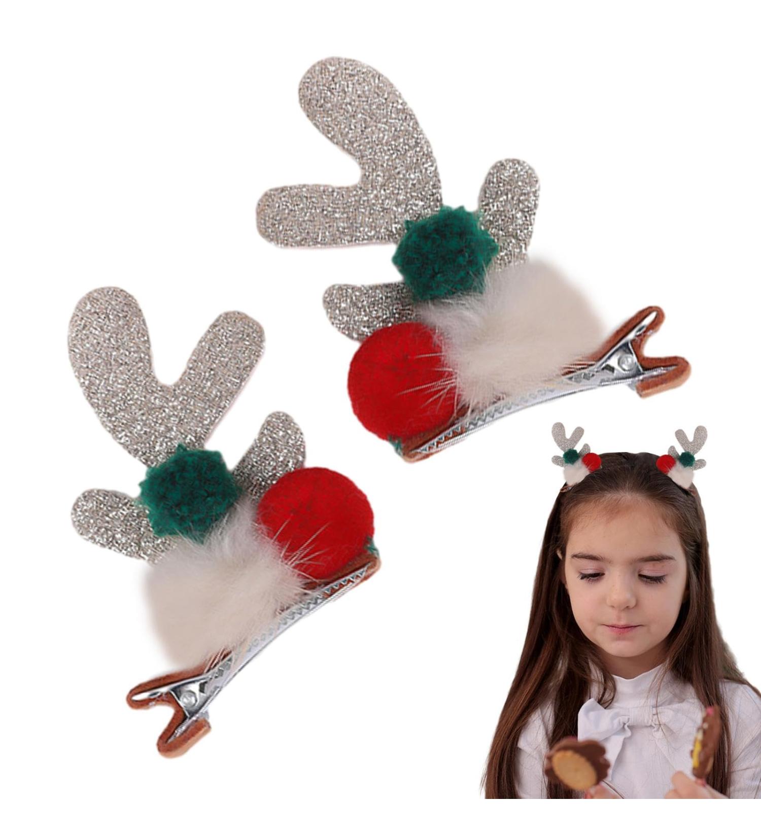 Christmas Reindeer Hair Clips | Santa Claus Reindeer Ears Barrettes - Christmas Girls Hair Clips Deer Horn Barrettes for Family Friends - Buy Online on GoSupps.com