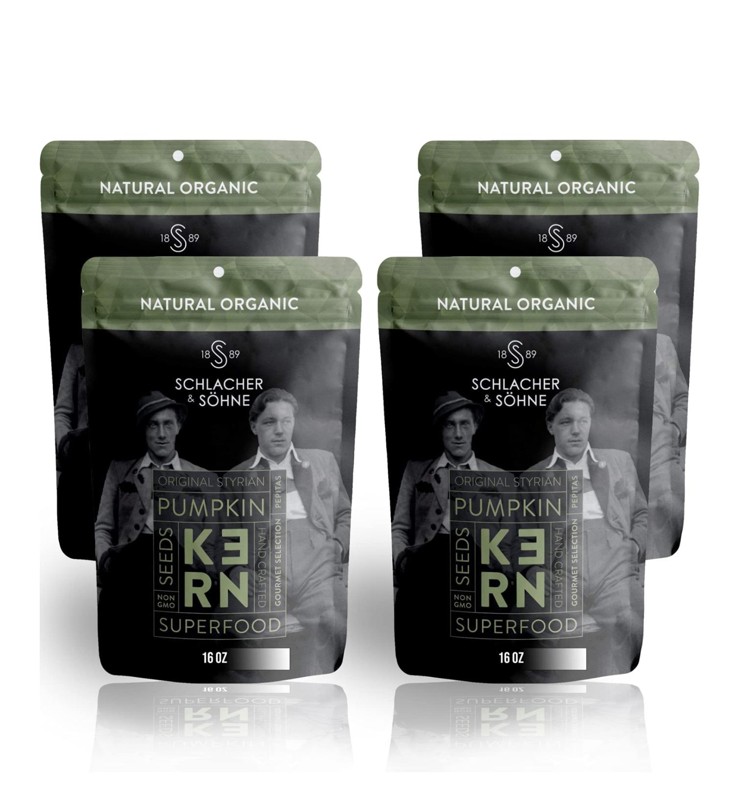 Schlacher & S hne Styrian Pumpkin Seeds - 100% Pure & Natural Superfood, Premium Quality Pepitas from Austria - Healthy Raw Snacks, Unsalted, High in Proteins - 1lb (Pack of 4) - Buy Online on GoSupps.com