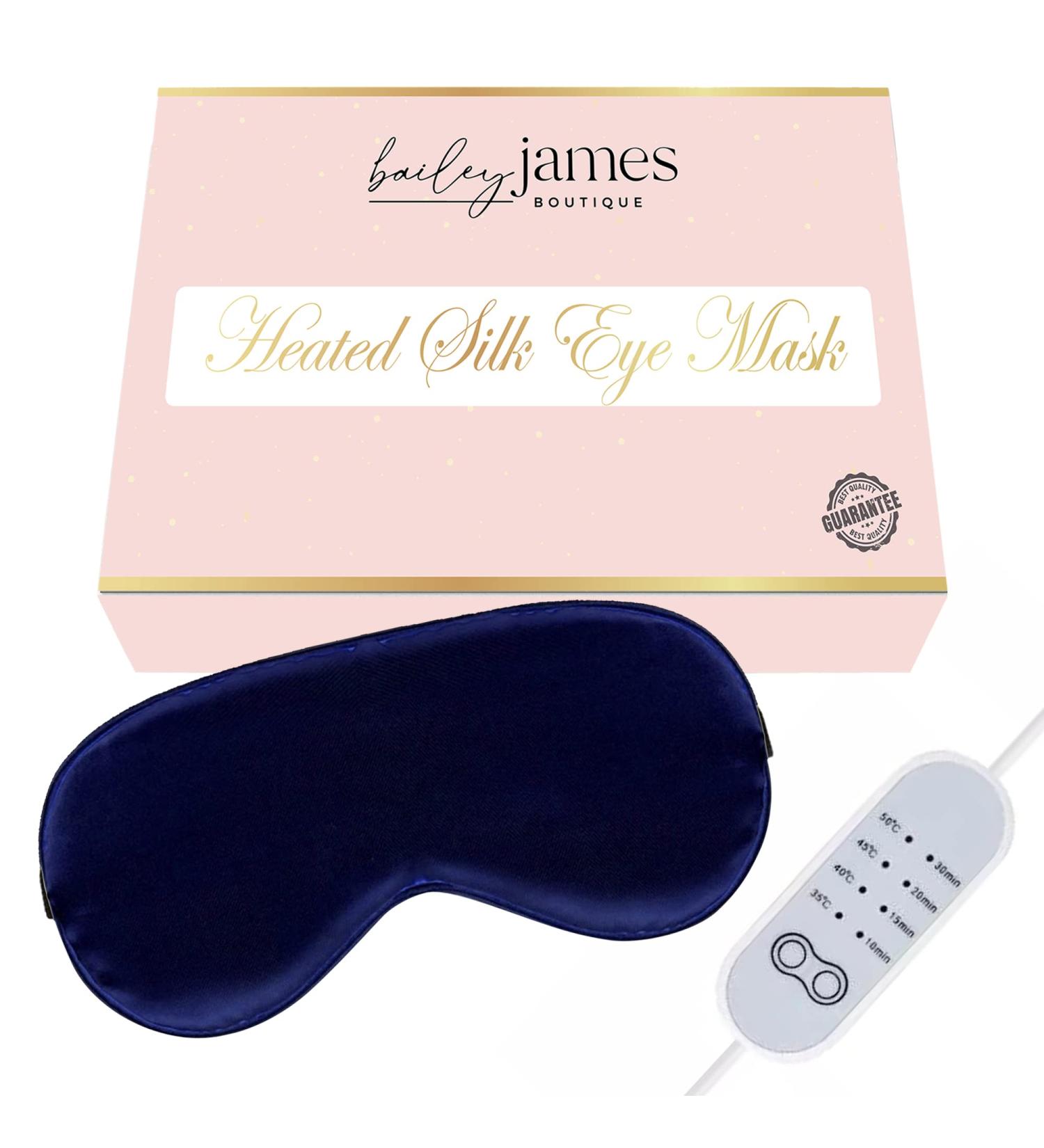 Heated Silk Eye Mask for Dry Eyes, Puffiness & Stress Relief - Light Pink/Navy Blue - Bailey James Boutique - Buy Online on GoSupps.com