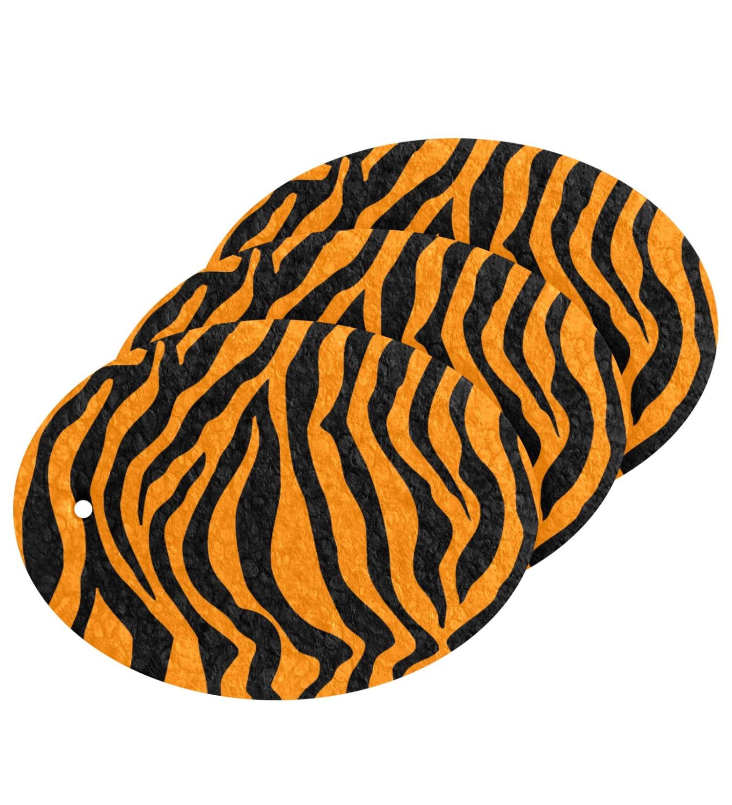 3-Pack Cleaning Kitchen Sponges Oval Tiger Stripes Orange Kitchen Cellulose Dishwashing Wood Pulp Cotton - Buy Online on GoSupps.com