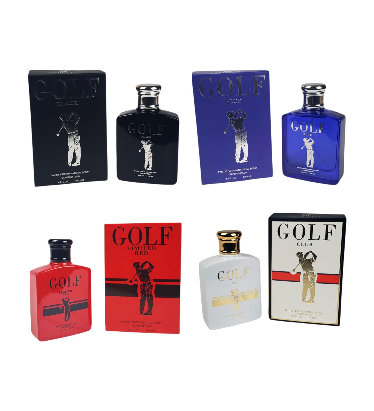 Set of 4 Golf Series Colognes - Black Blue Red & Club Fragrance for Men by Secret Plus 100 ml / Eau De Parfum Natural Spary Vaporizateur - Buy Online on GoSupps.com