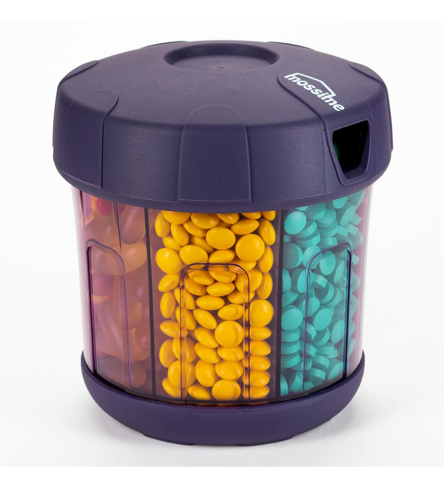 Mossime Extra Large 7-Compartment Supplement Organizer - Purple | Easy Open Pill Dispenser for One-Month Travel Medication Storage - Buy Online on GoSupps.com