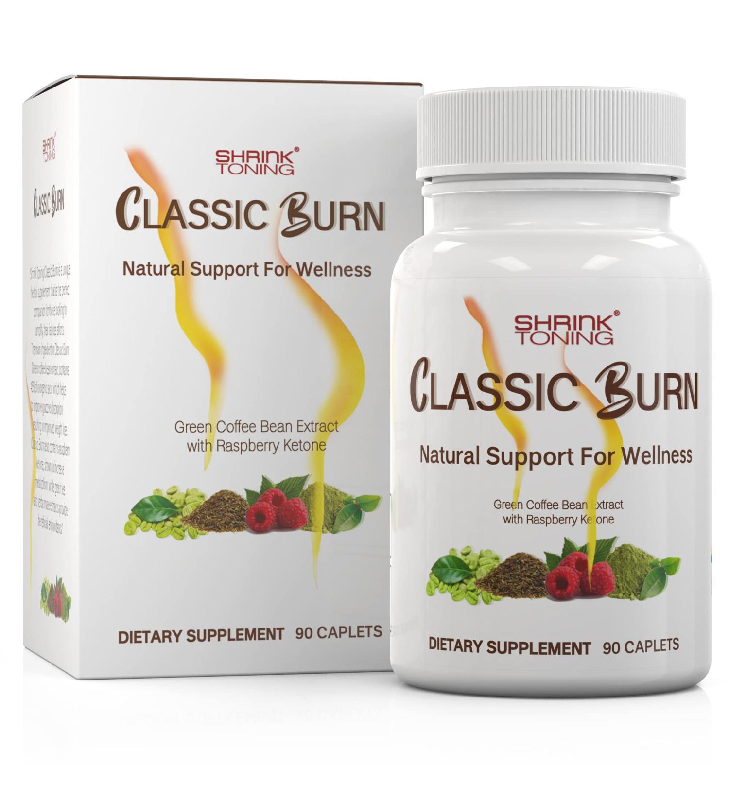 Shrink Classic Burn - Green Coffee Bean & Raspberry Ketones with 45% Chlorogenic Acid - 90 Capsules for Weight Management - Buy Online on GoSupps.com