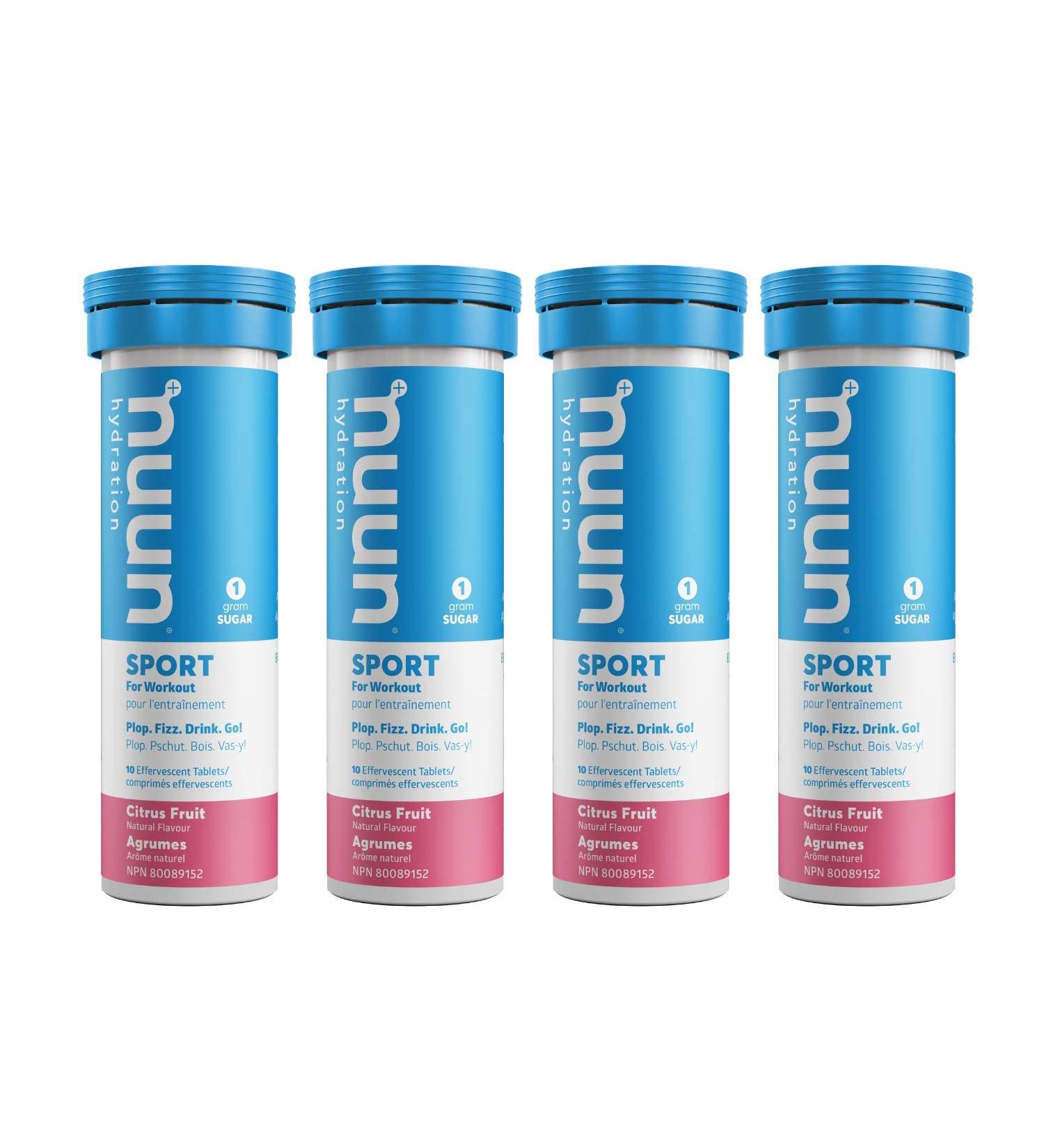 Nuun Sport: Electrolyte Drink Tablets Box of 4 Tubes (40 servings) Citrus Fruit Electrolyte Hydration Supplement - Buy Online on GoSupps.com