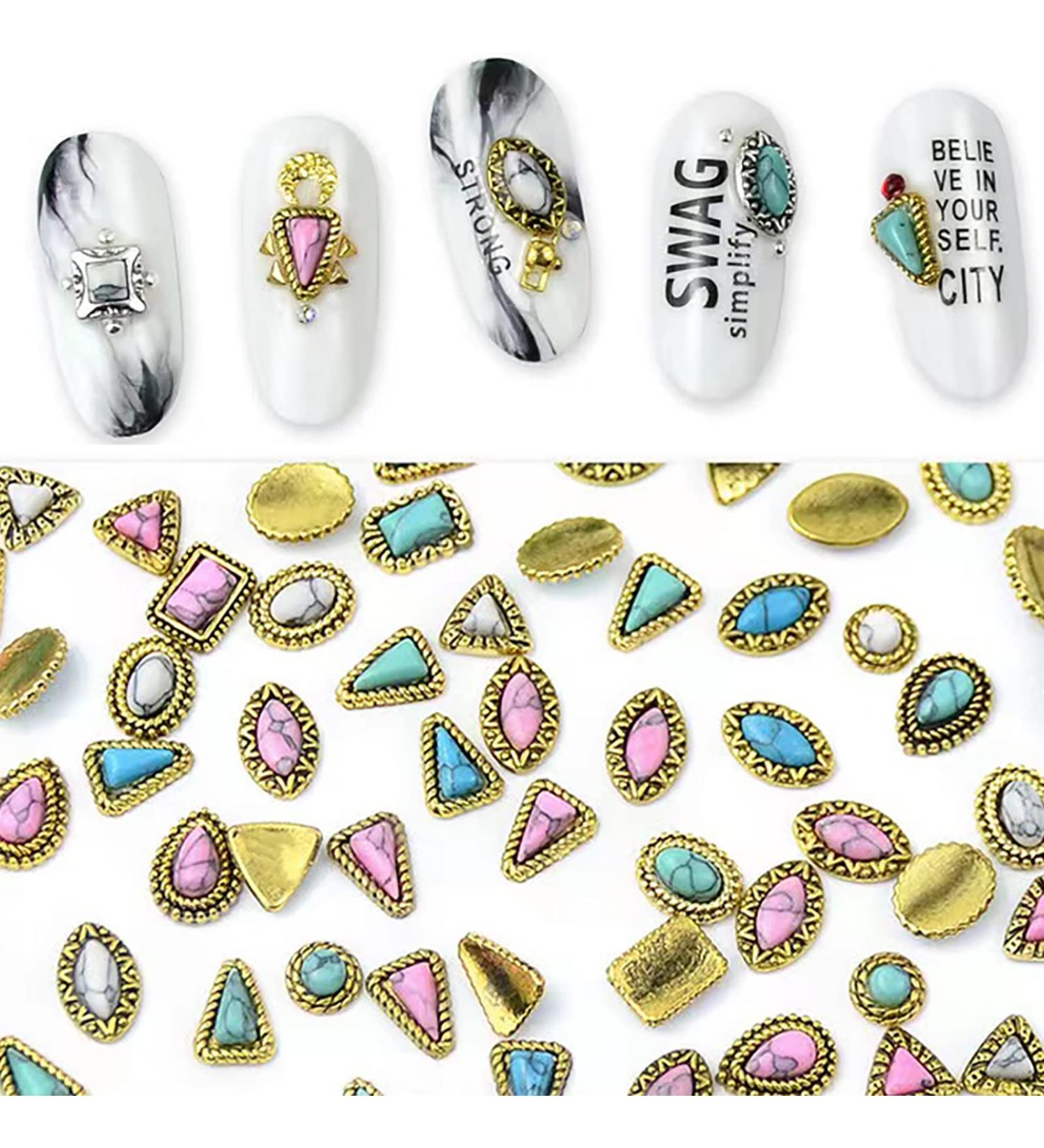 50PCS Turquoise Nail Charms - 3D Nail Art Supplies & Accessories for Manicure DIY - Buy Online on GoSupps.com