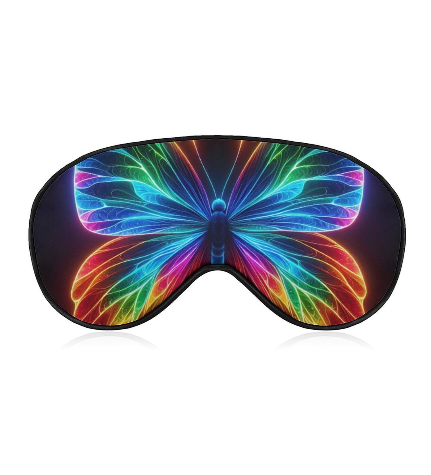Colorful Neon Butterfly Sleeping Mask - Soft Adjustable Eye Mask for Light Blocking | Perfect Sleep Blindfold for Women Men Girls & Boys - Buy Online on GoSupps.com