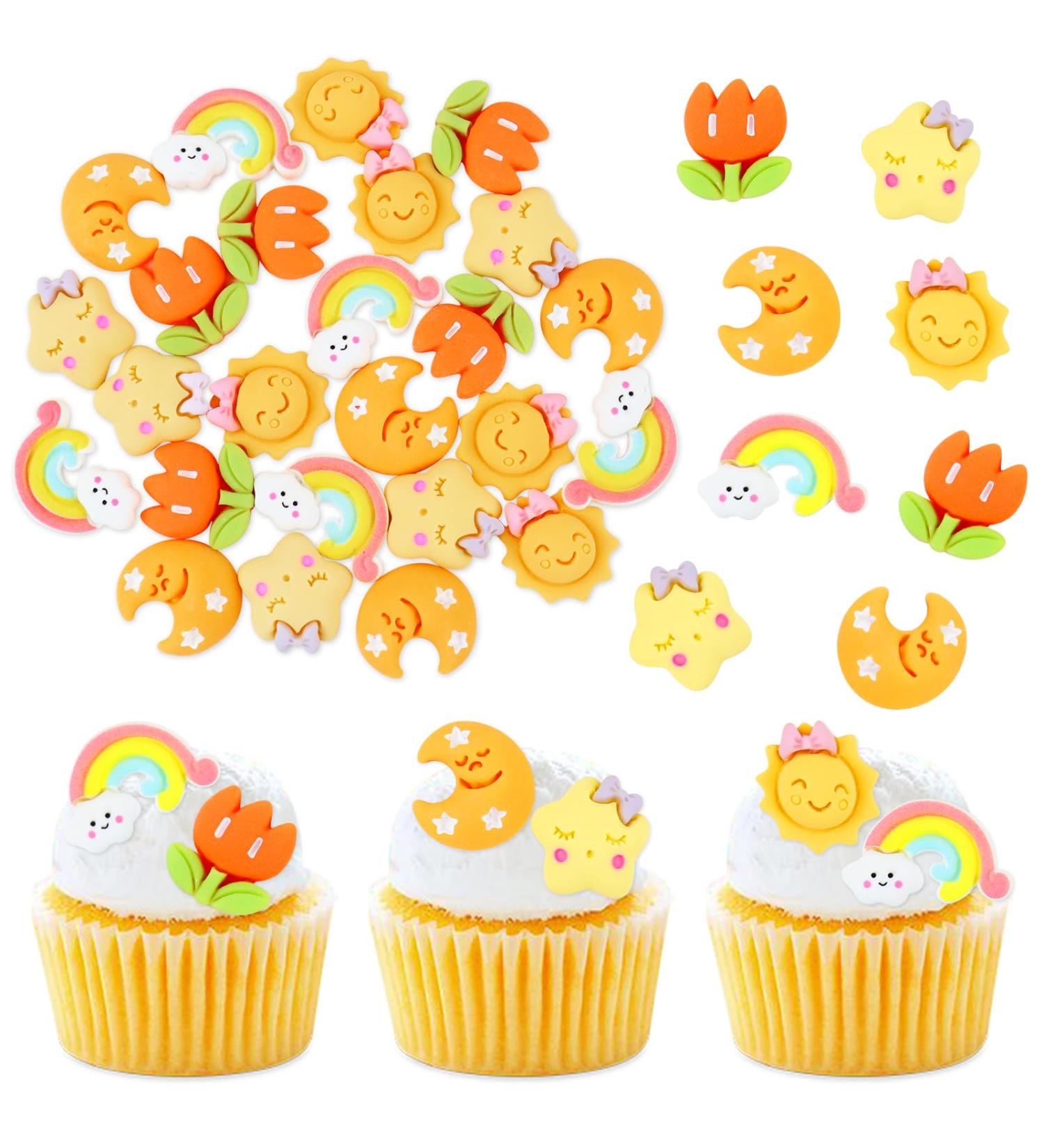 Keaziu 24 Pack Rainbow Cupcake Toppers Sunshine Star Moon Cupcake Picks for Boys Girls Rainbow Neutral Baby Shower Birthday Party Decorations Supplies - Buy Online on GoSupps.com
